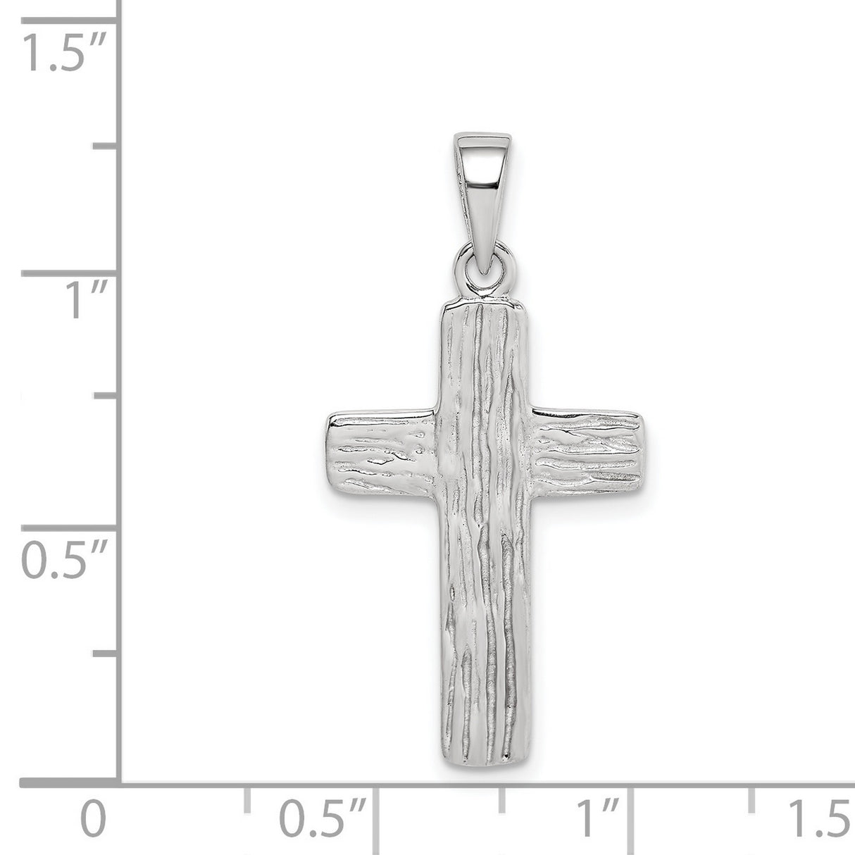 Sterling Silver Cross Pendant with Woodgrain Texture, Unisex Modern Faith Jewelry