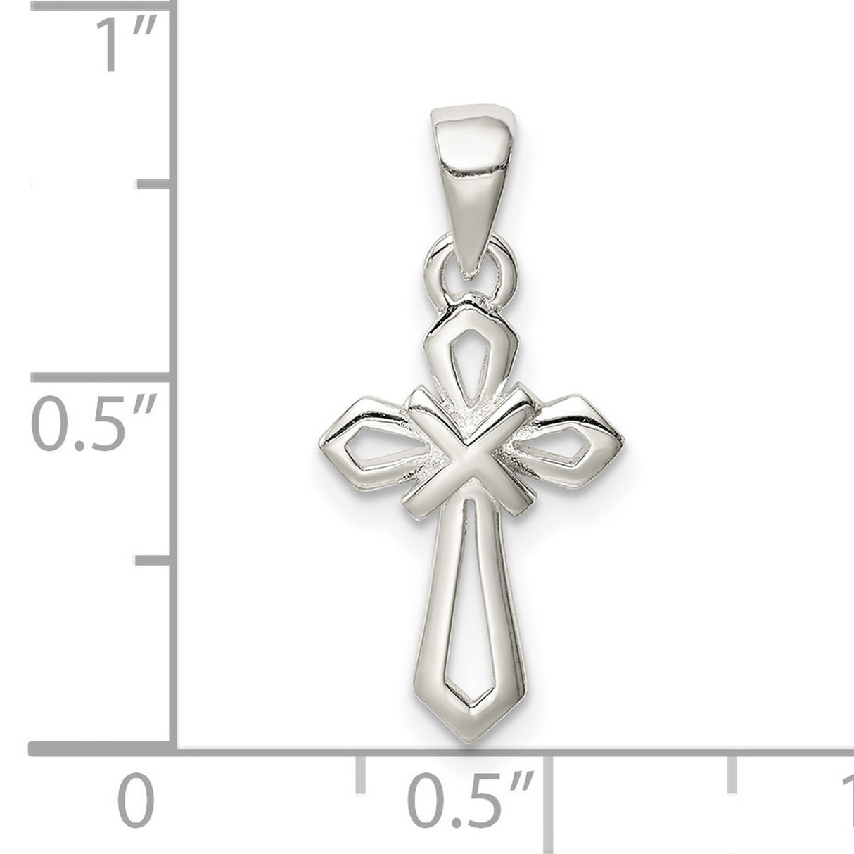 Sterling Silver Cross Pendant with Beveled Geometric Design and Mirror Finish