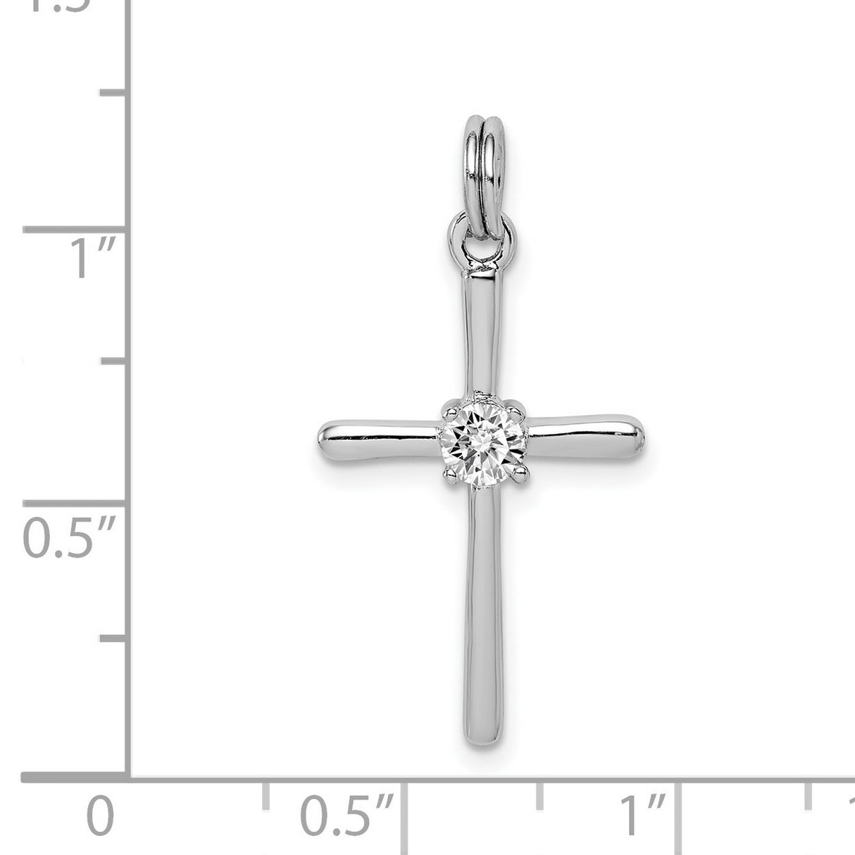 Sterling Silver Cross Pendant with Cubic Zirconia, Faith Design for Men and Women