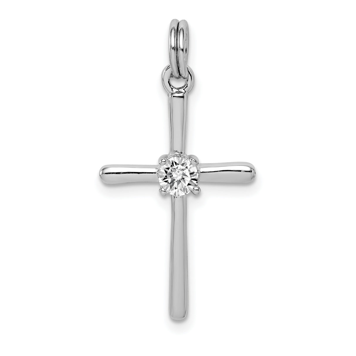 Sterling Silver Cross Pendant with Cubic Zirconia, Faith Design for Men and Women