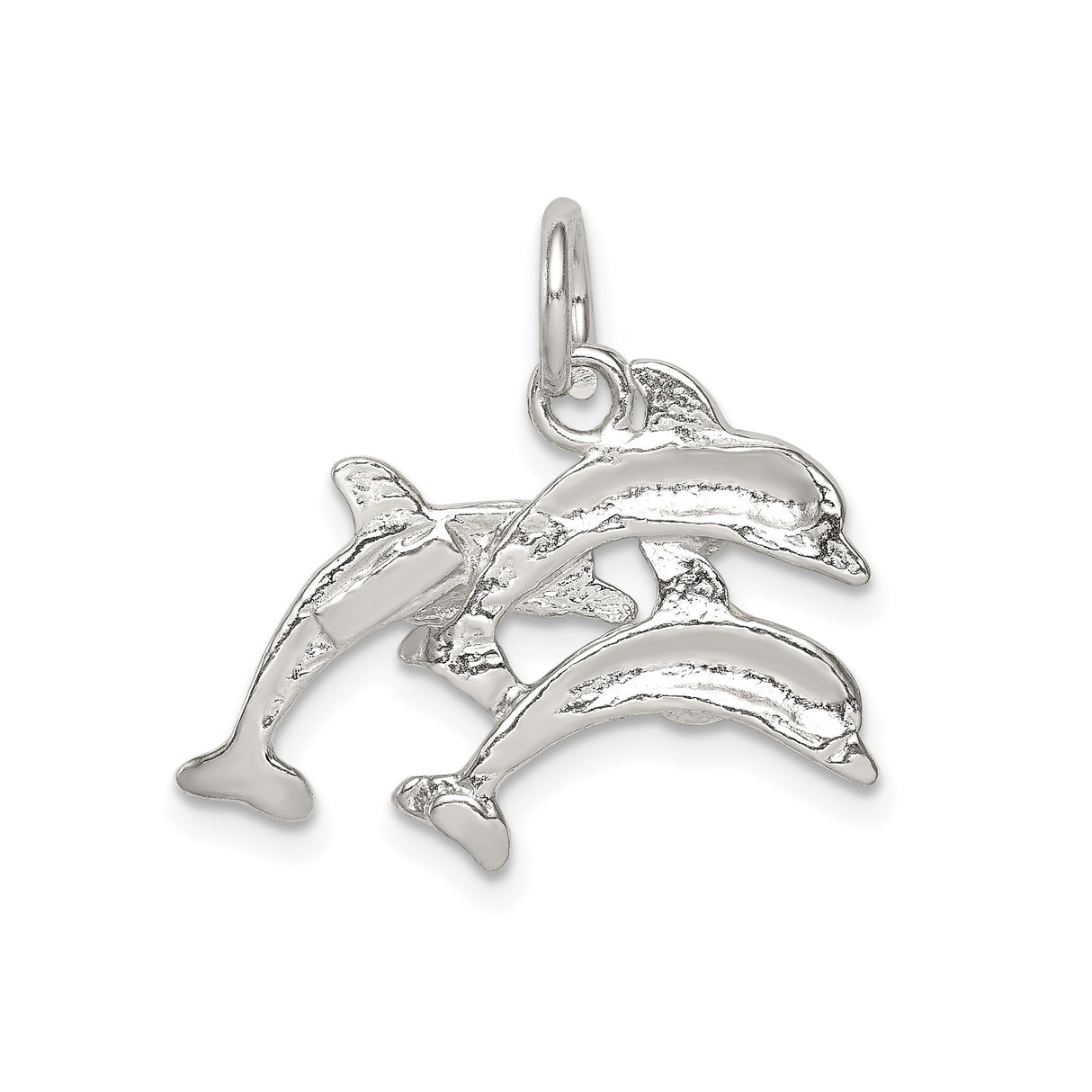 Sterling Silver Dolphin Pendant with Three Jumping Dolphins, Ocean-Inspired Charm