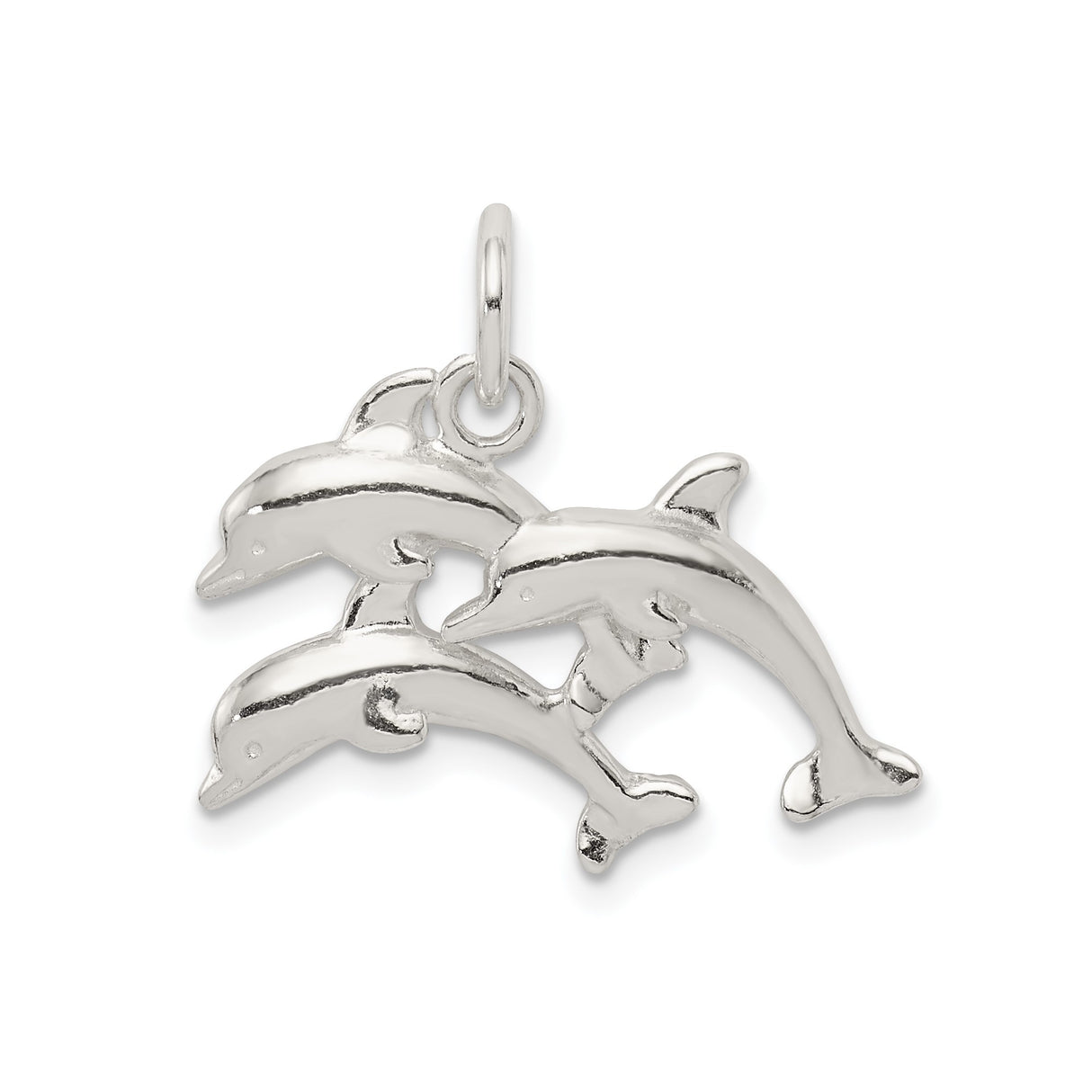 Sterling Silver Dolphin Pendant with Three Jumping Dolphins, Ocean-Inspired Charm