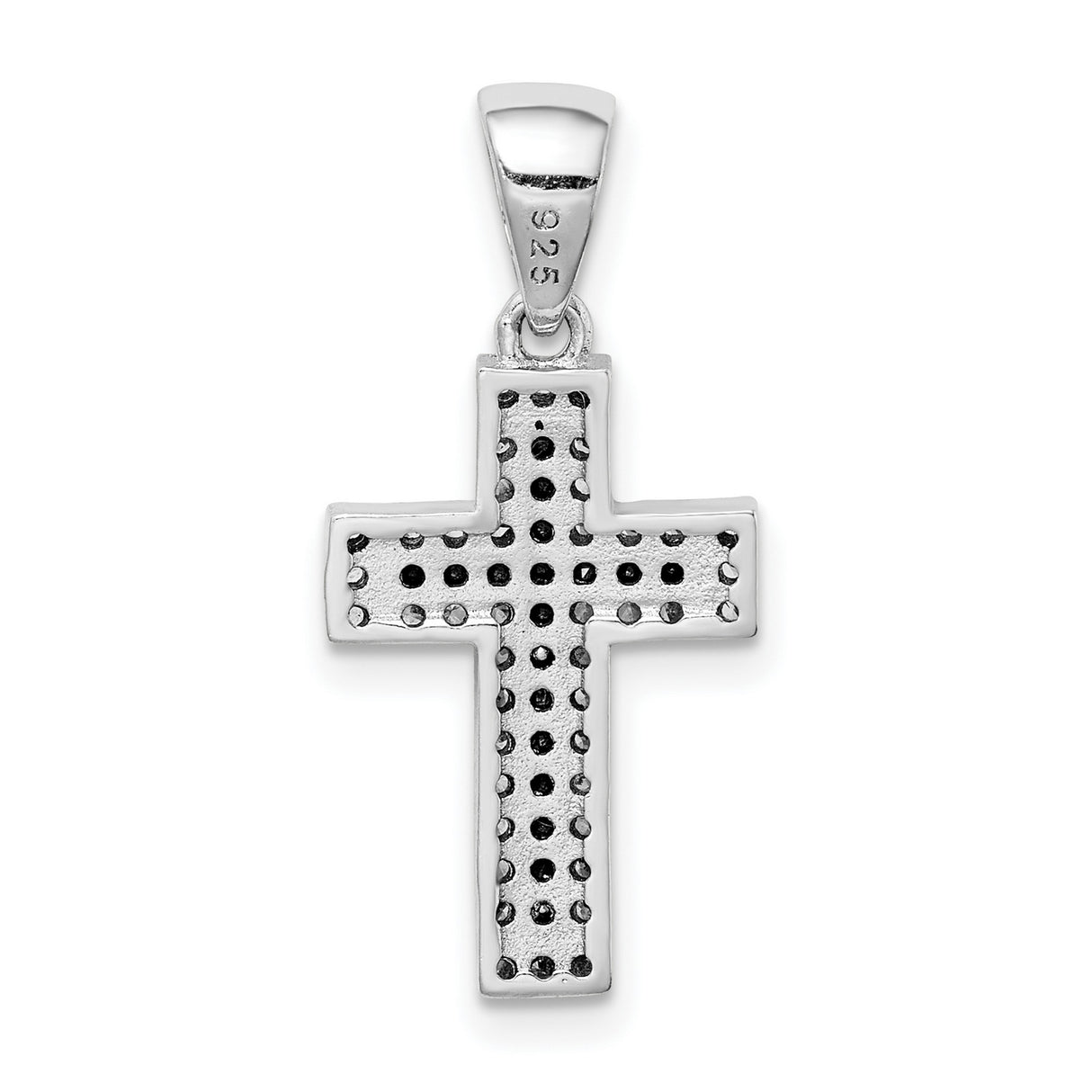 Sterling Silver Cross Pendant with Black and White Cubic Zirconia, Modern Spiritual Jewelry