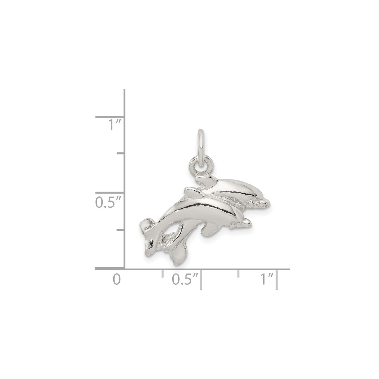 Sterling Silver Dolphin Pendant with Two Swimming Dolphins, Ocean Theme Jewelry for Women