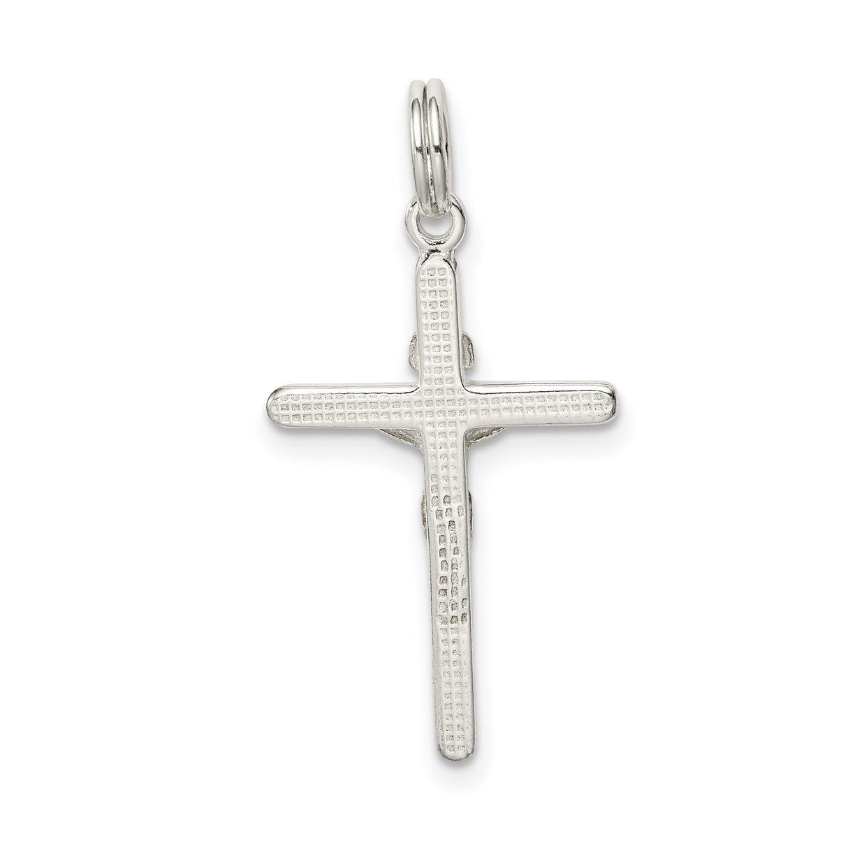 Sterling Silver Crucifix Cross Pendant with Rounded Edges and Polished Finish for Men and Women
