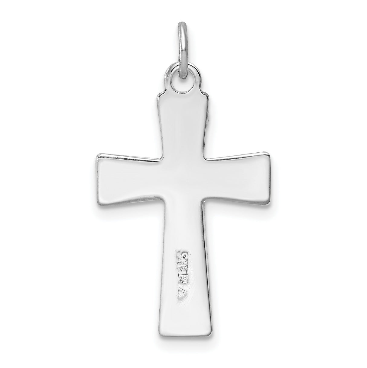 Sterling Silver Crucifix Cross Pendant with Glossy Enamel and INRI Inscription