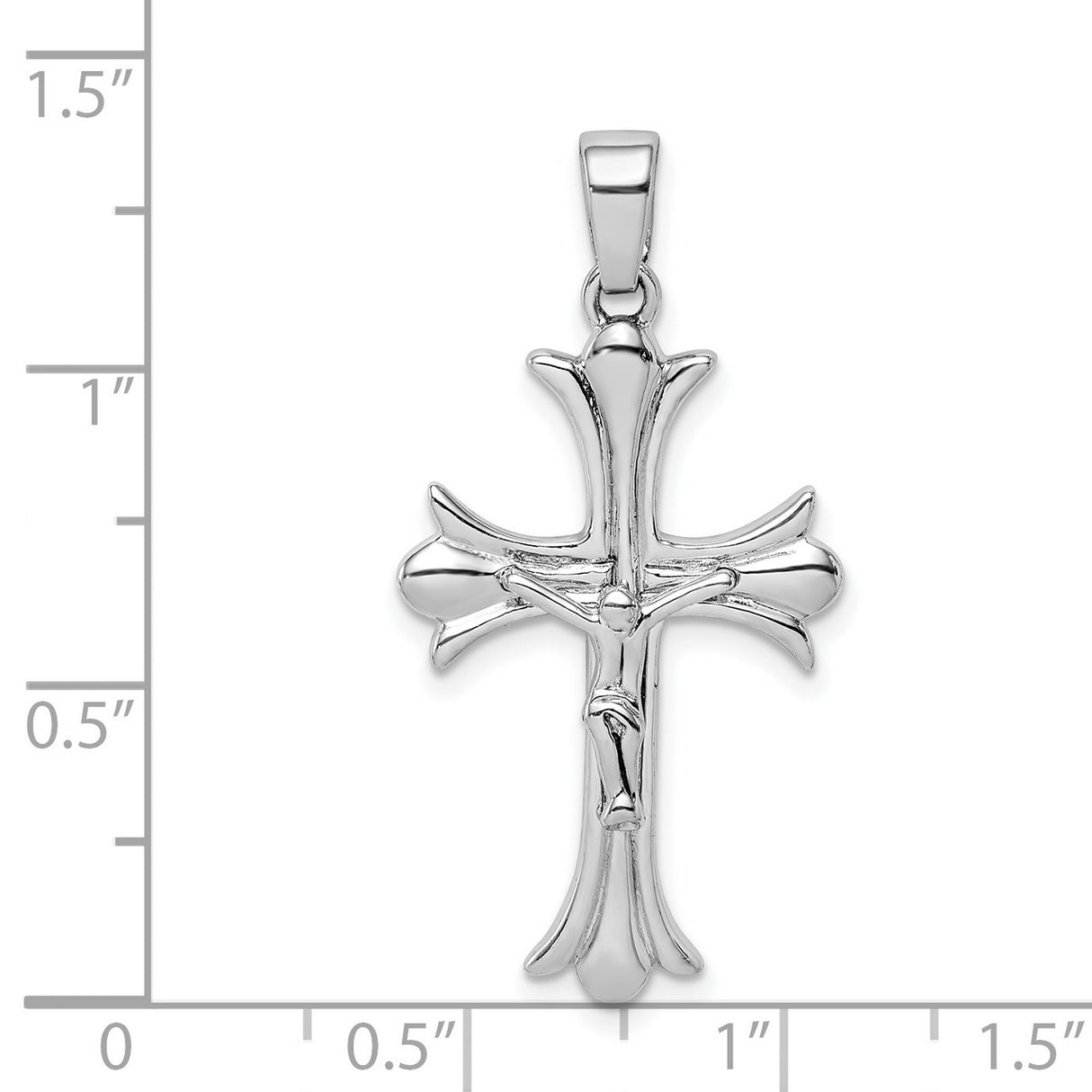 Sterling Silver Crucifix Pendant with Flared Edge Jesus Cross Design