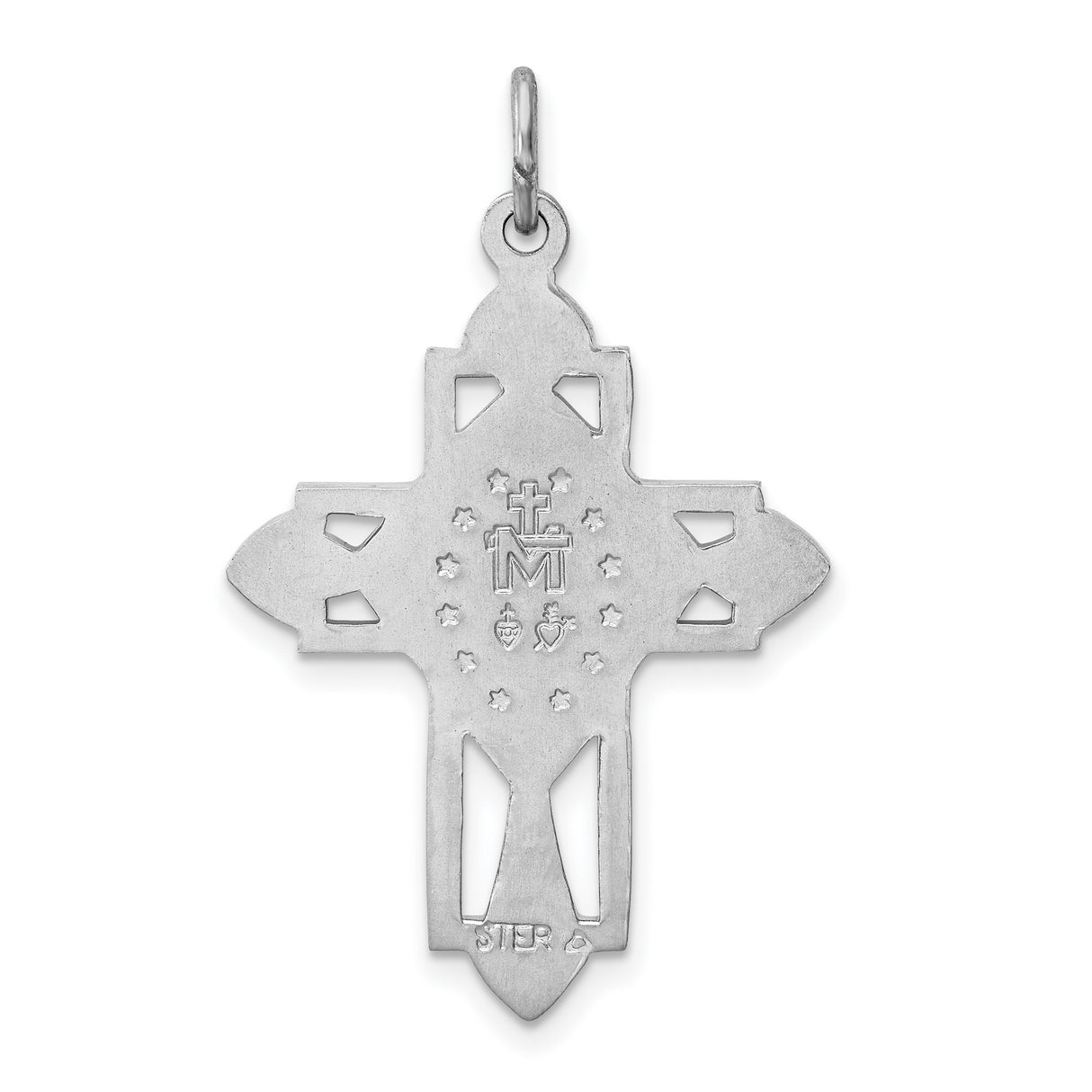 Sterling Silver Cross Pendant with Virgin Mary Medallion, Religious Catholic Charm