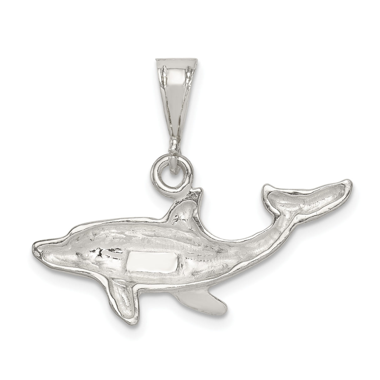 Sterling Silver Dolphin Pendant, Sleek Ocean-Themed Design, Nautical Jewelry for Women or Unisex Wear