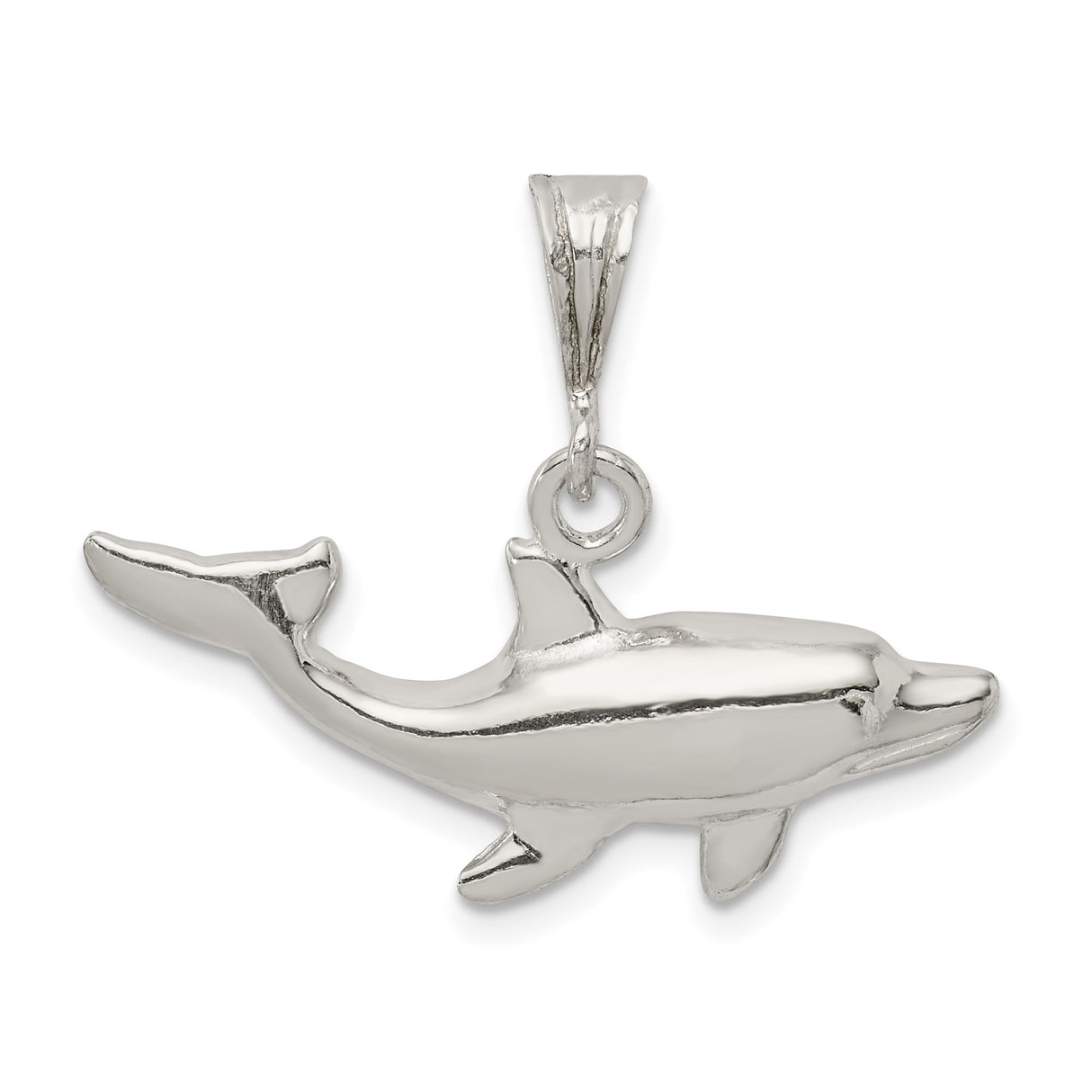 Sterling Silver Dolphin Pendant, Sleek Ocean-Themed Design, Nautical Jewelry for Women or Unisex Wear