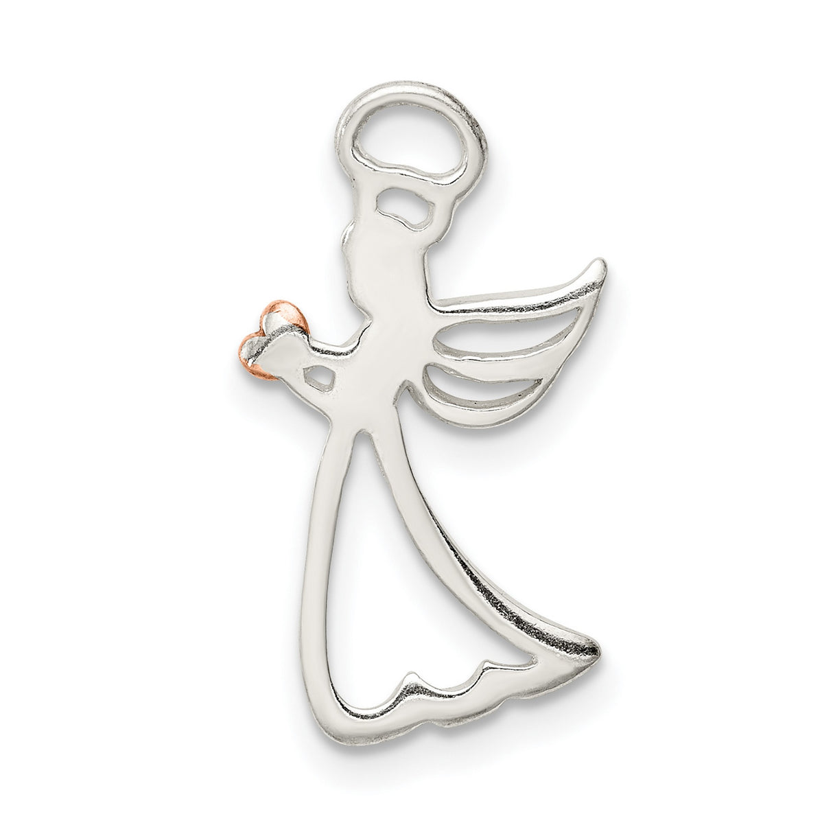 Sterling Silver Heart Pendant with Love You More Engraving, Rose Gold Accent, Romantic Jewelry