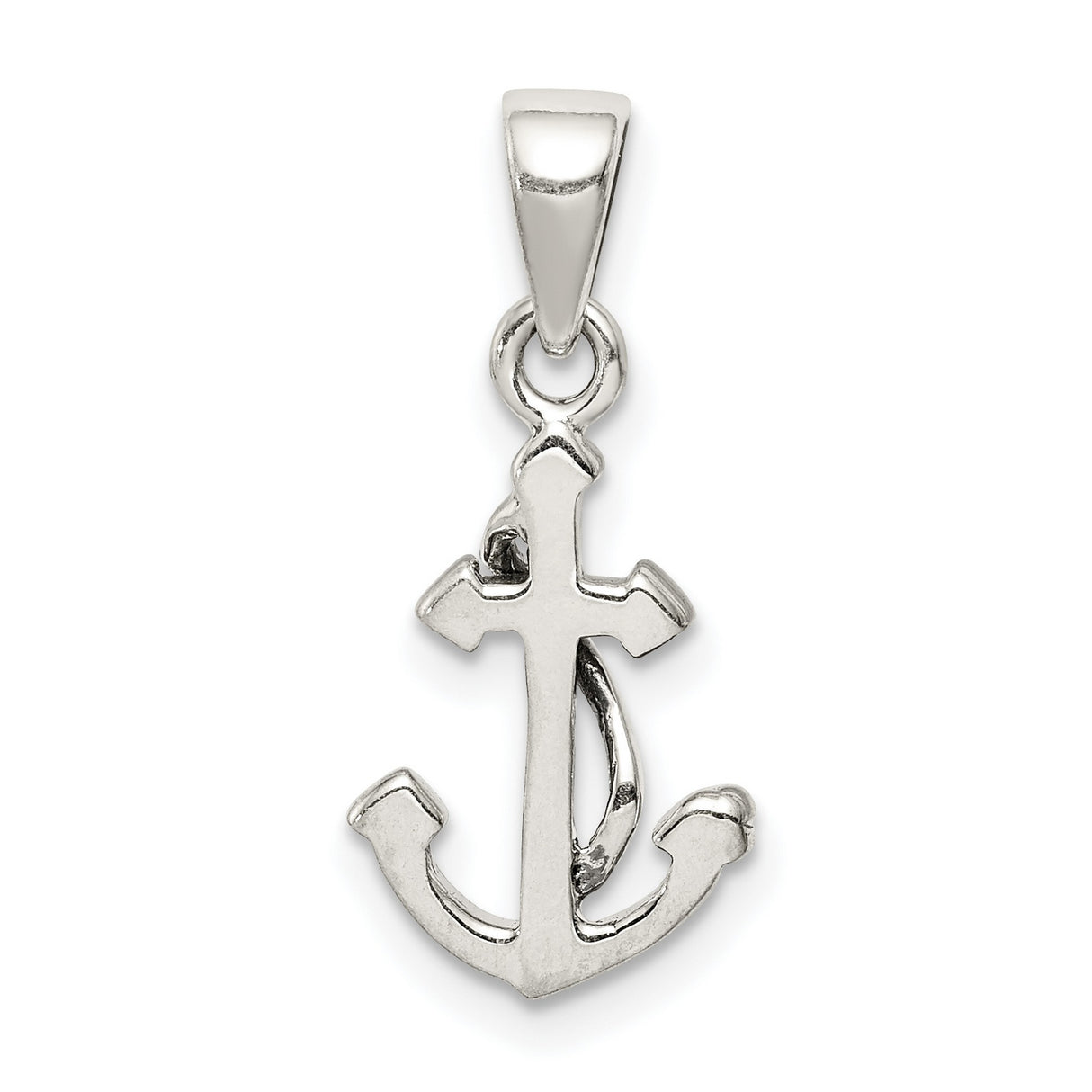 Sterling Silver Anchor Cross Pendant with Rope Design, Religious Nautical Christian Symbol