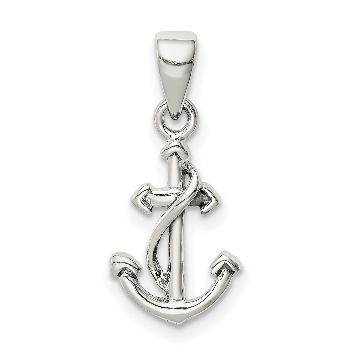 Sterling Silver Anchor Cross Pendant with Rope Design, Religious Nautical Christian Symbol