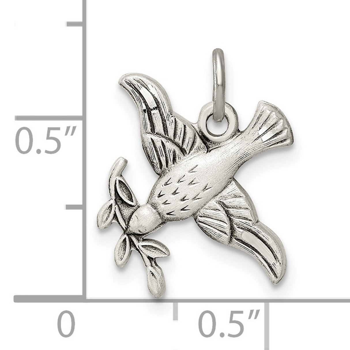 Sterling Silver Dove Pendant with Olive Branch, Symbol of Peace and Hope, Christian Jewelry