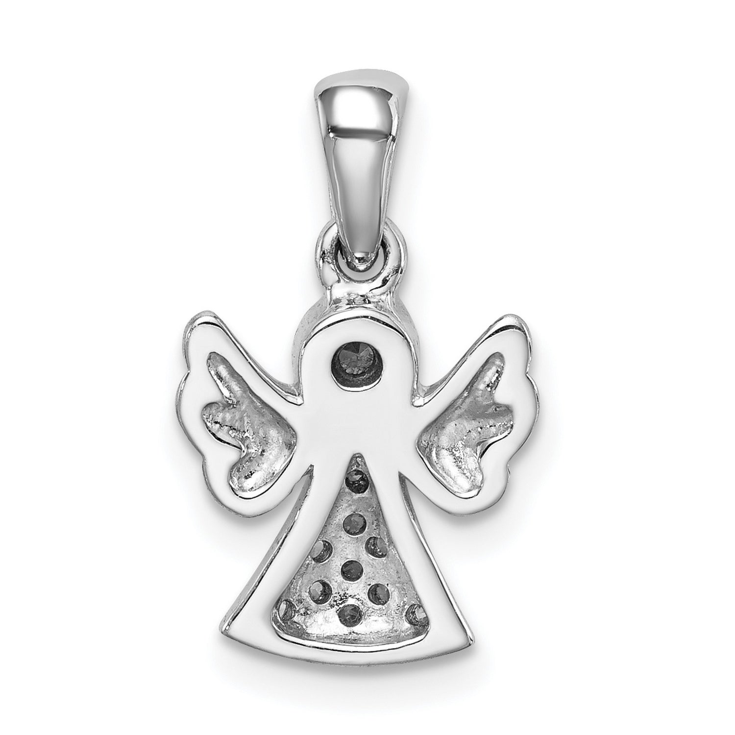 Sterling Silver Angel Pendant with Cubic Zirconia, Guardian Memorial Religious Jewelry for Women