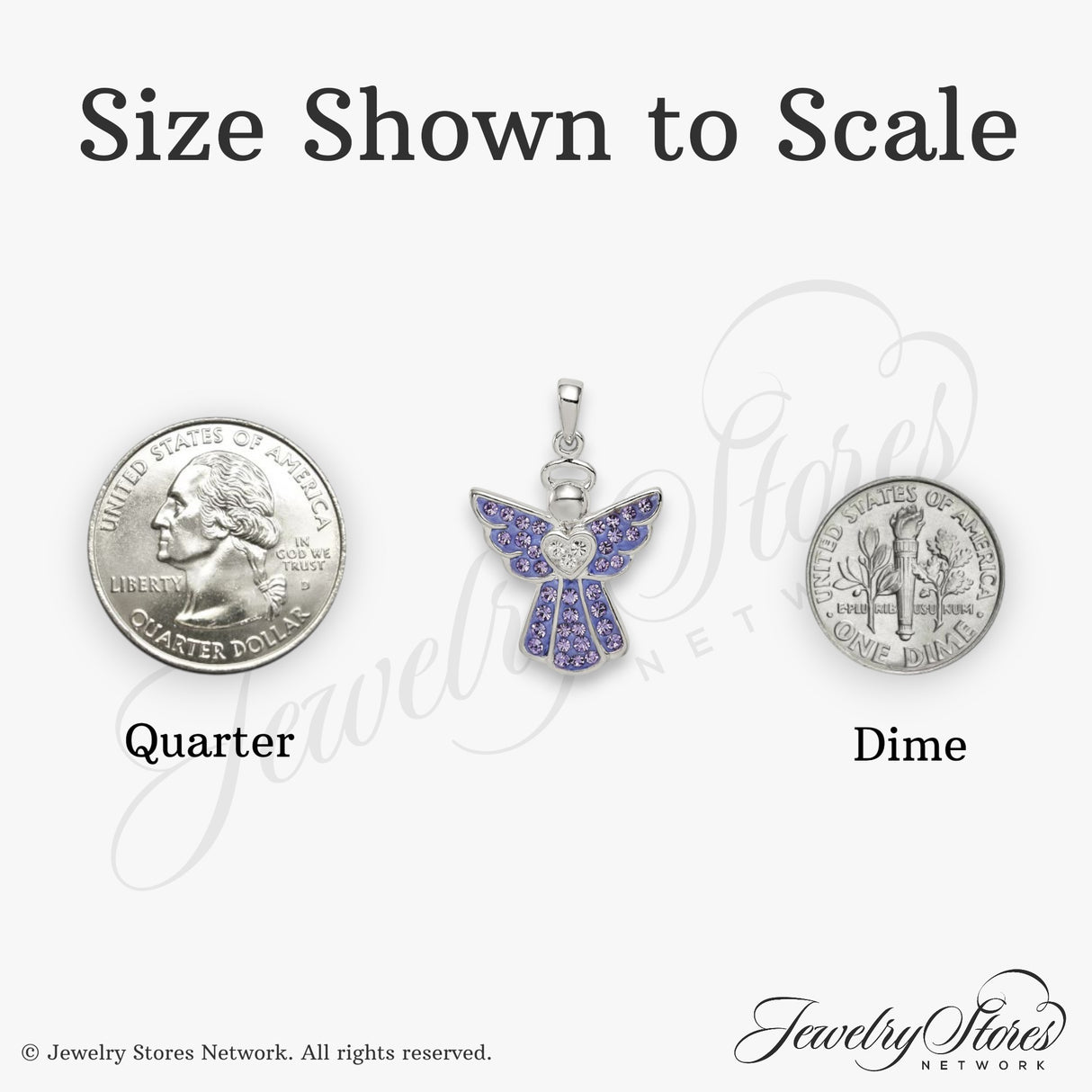 Sterling Silver Angel Pendant with Purple and Clear Crystals, Heart Centered Design for Women