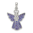Sterling Silver Angel Pendant with Purple and Clear Crystals, Heart Centered Design for Women