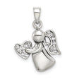 Sterling Silver Angel Pendant with Clear Crystal Wings and Heart Symbol for Women