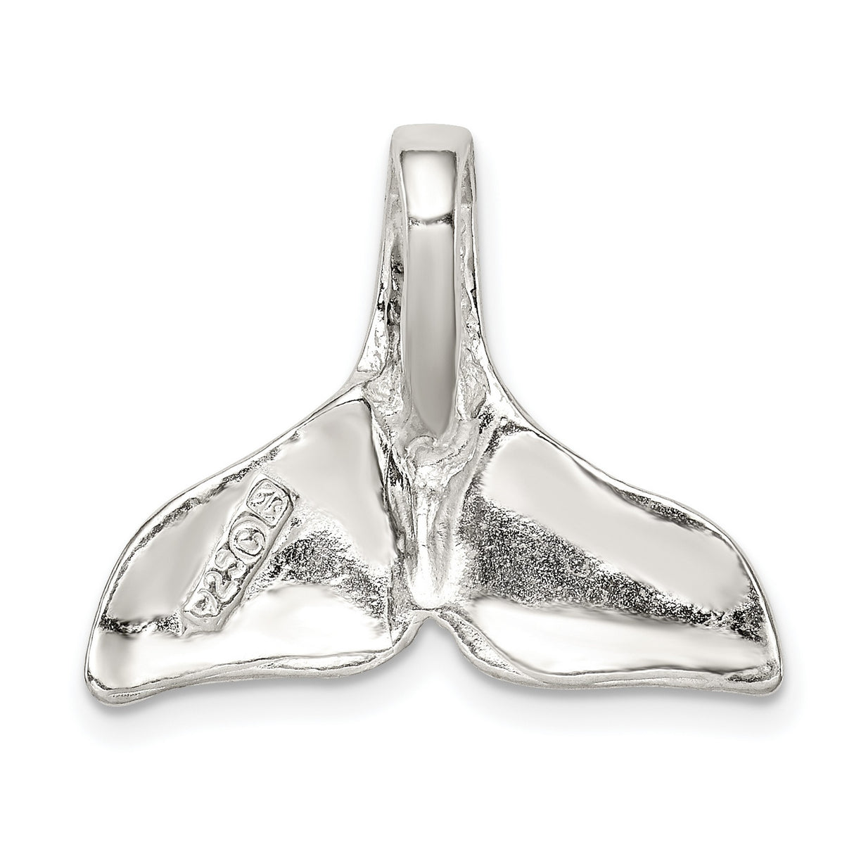 Whale Tail with Hidden Bail Charm Pendant in Real 925 Sterling Silver