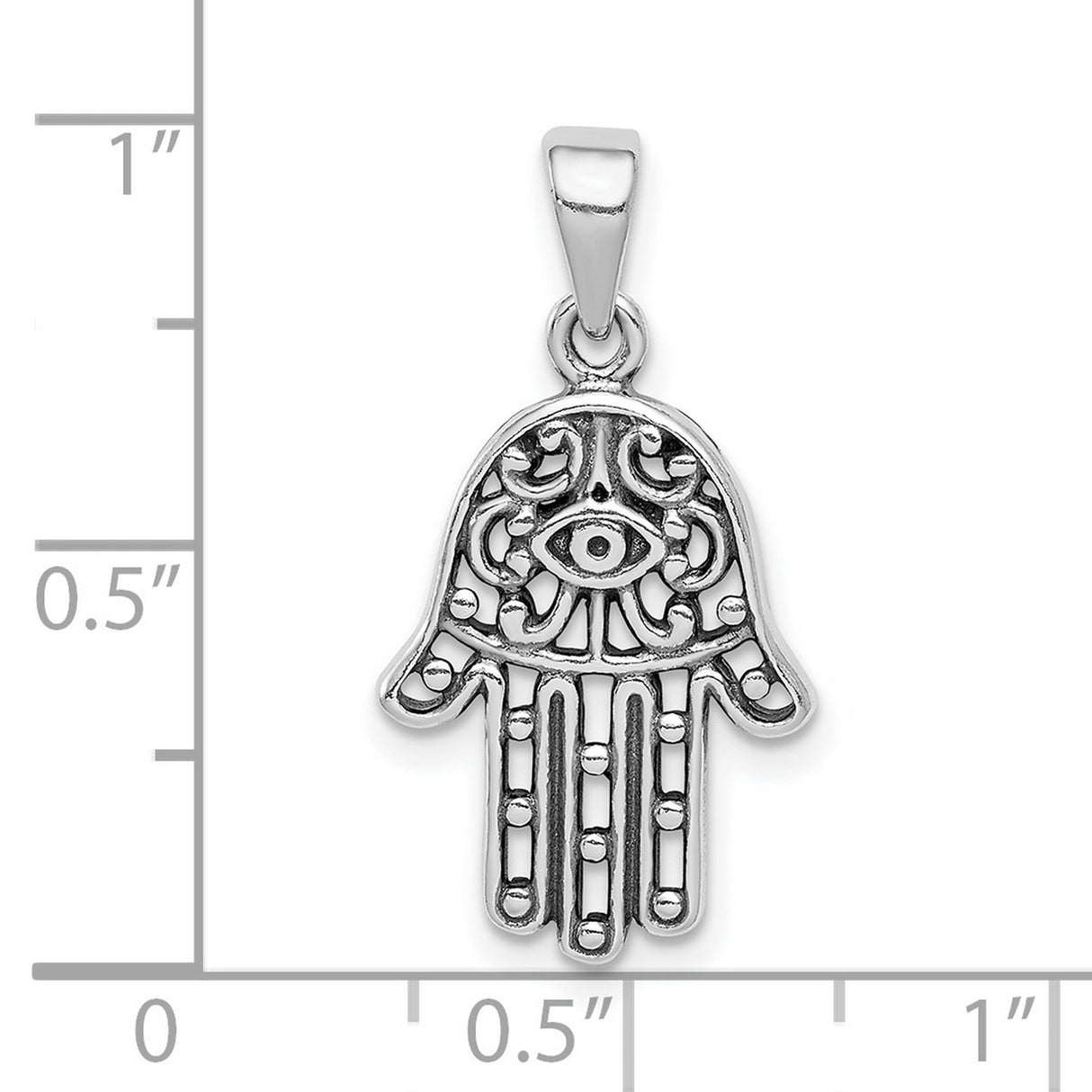 Sterling Silver Hamsa Hand Pendant with Evil Eye Symbol, Filigree Design, Spiritual Amulet