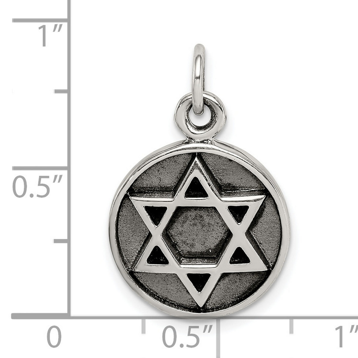 Sterling Silver Star of David Pendant with Raised Six-Pointed Star on Dark Background
