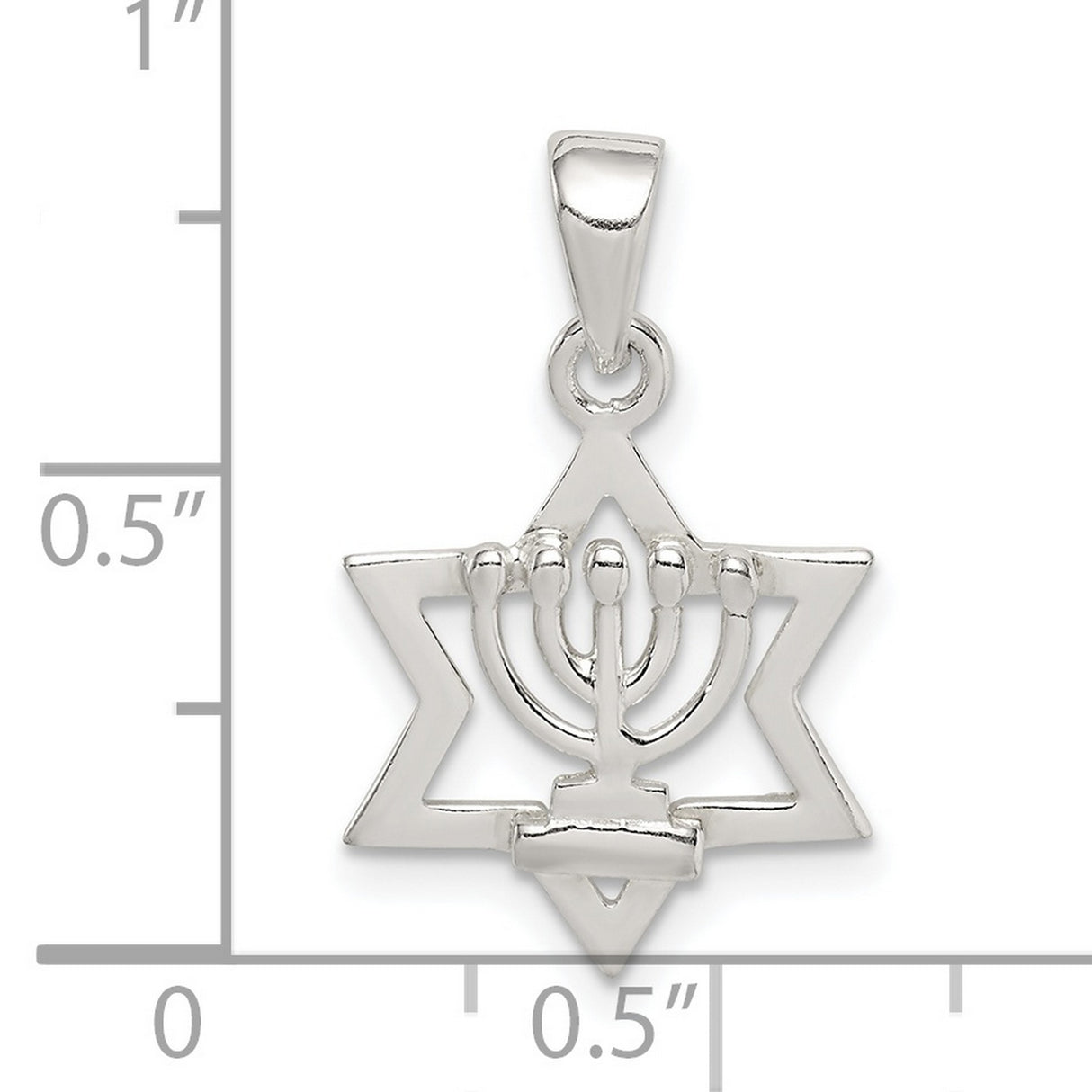 Sterling Silver Star of David Pendant with Menorah Centerpiece , Judaica Religious Jewelry