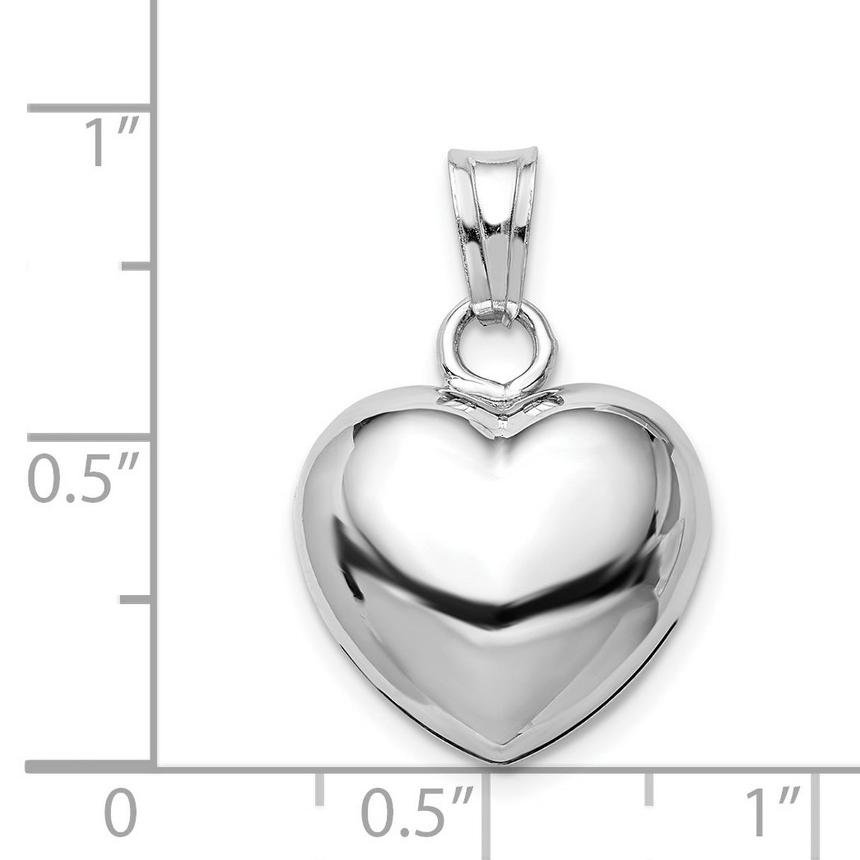 Sterling Silver Heart Pendant, Polished Puffed Charm with Smooth Finish for Women