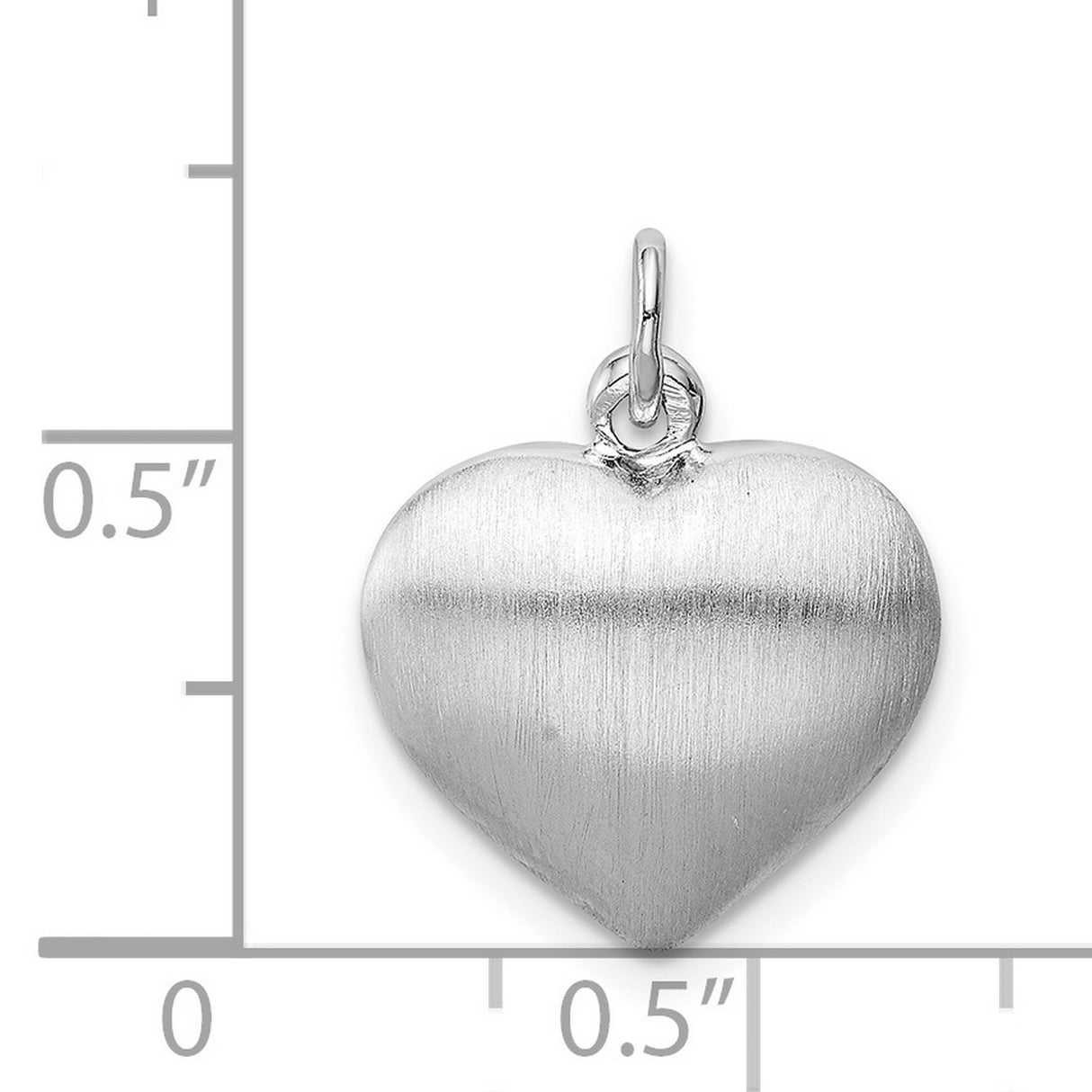 Sterling Silver Heart Pendant Charm with Brushed Finish, Reversible Minimalist Design for Women
