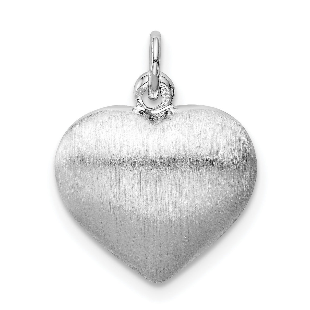 Sterling Silver Heart Pendant Charm with Brushed Finish, Reversible Minimalist Design for Women