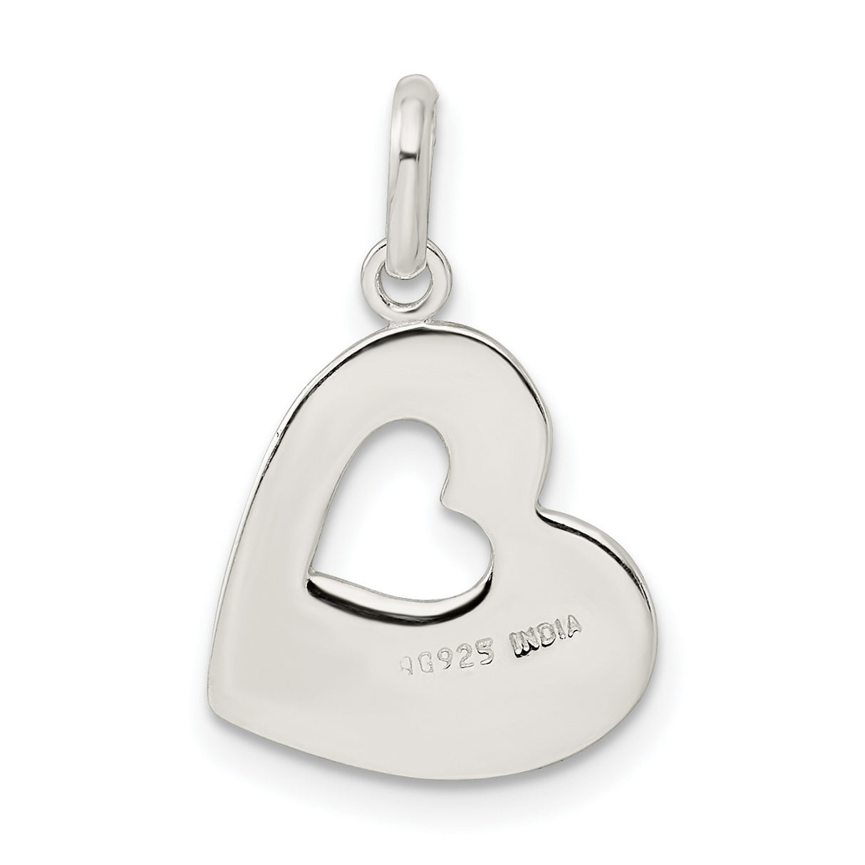 Sterling Silver Mother Pendant with Cutout Heart Symbol, Brushed and Antiqued Finish