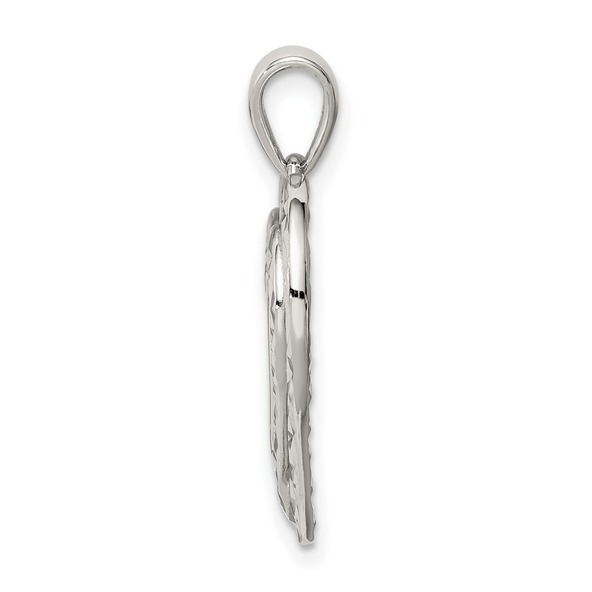 Sterling Silver Heart Pendant with Three Nested Open Hearts and Diamond Cut Finish