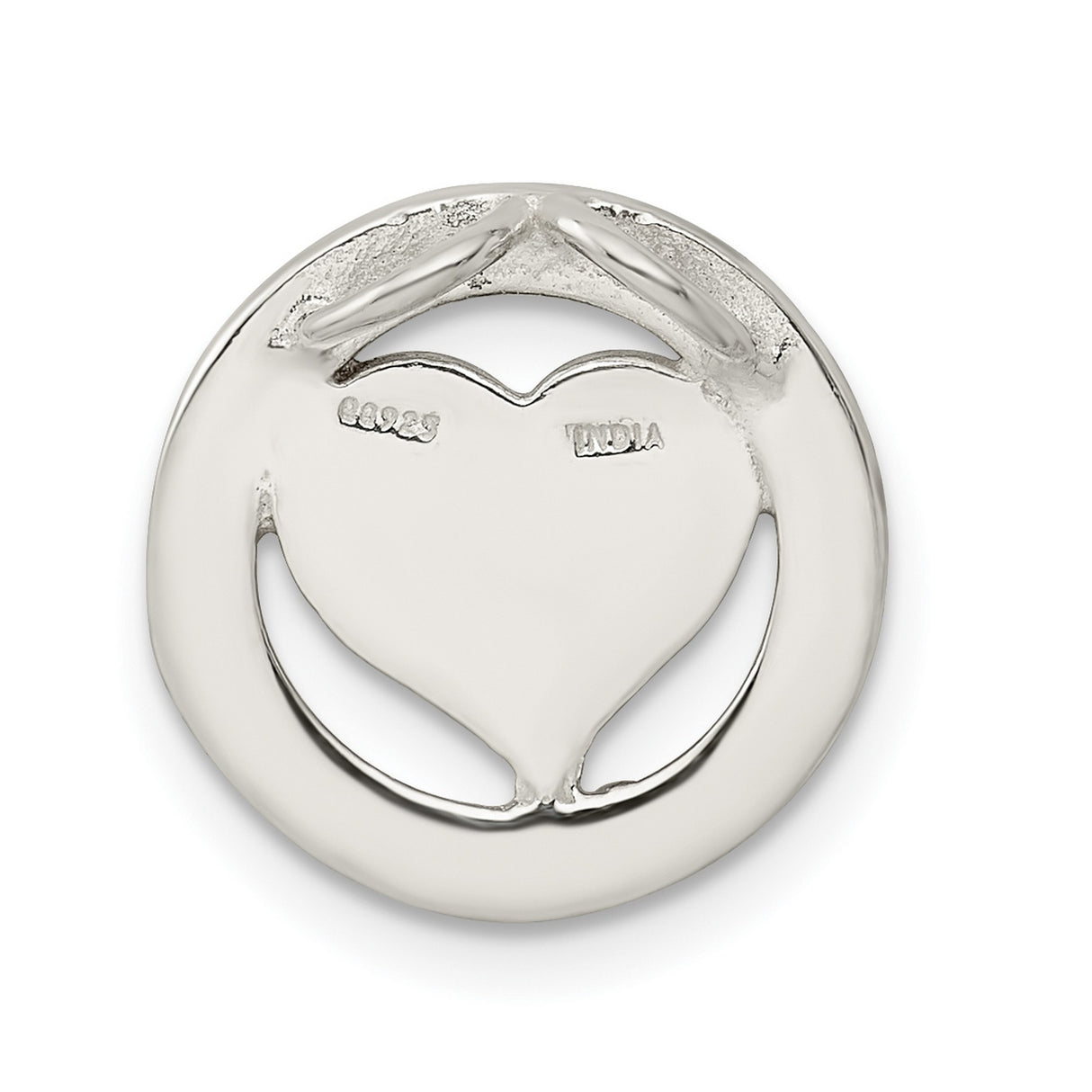 Sterling Silver Heart Charm Pendant with Pink Glitter, LOVE Engraving, Clear Crystal Accent