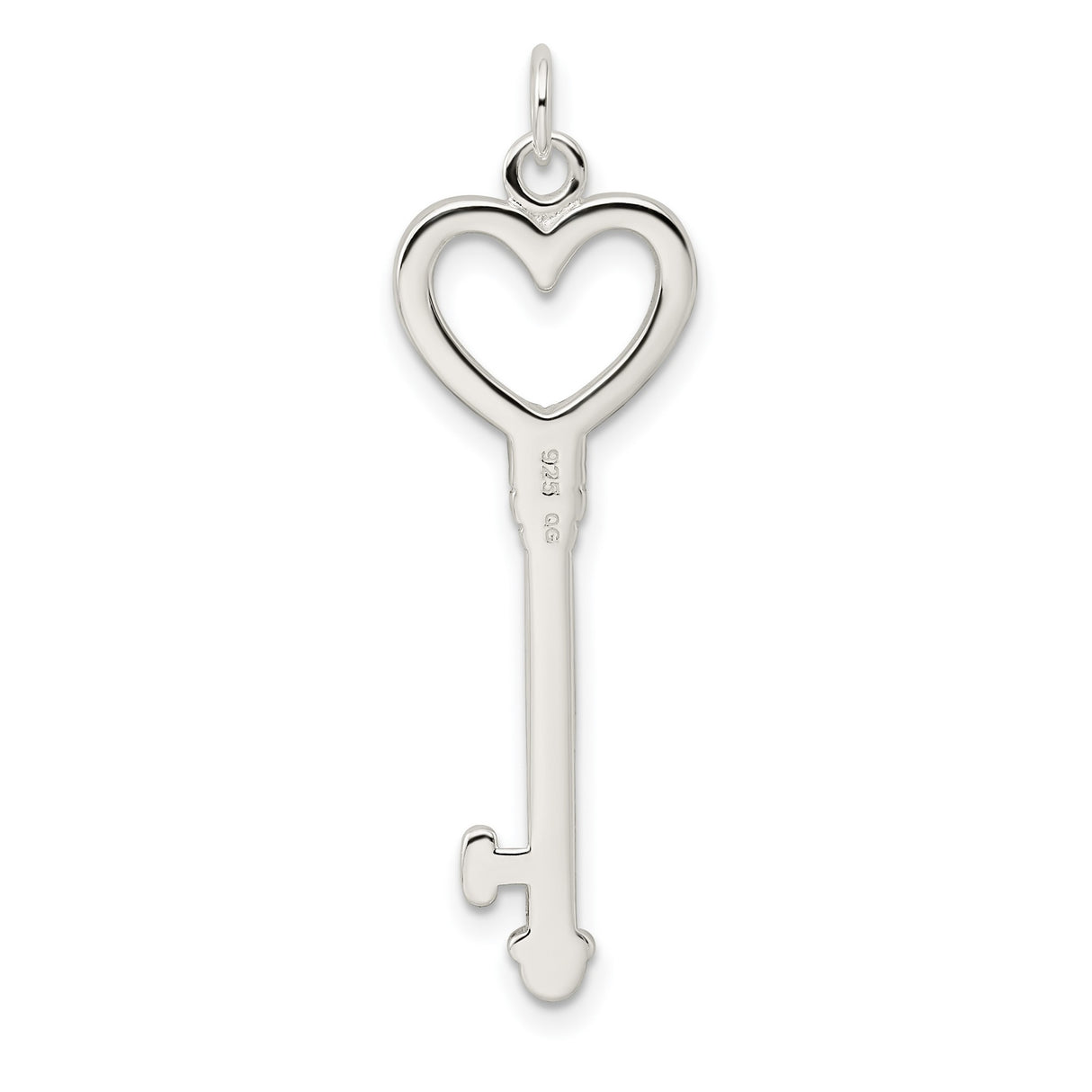 Sterling Silver Heart Key Pendant with Cubic Zirconia, Romantic Jewelry for Women