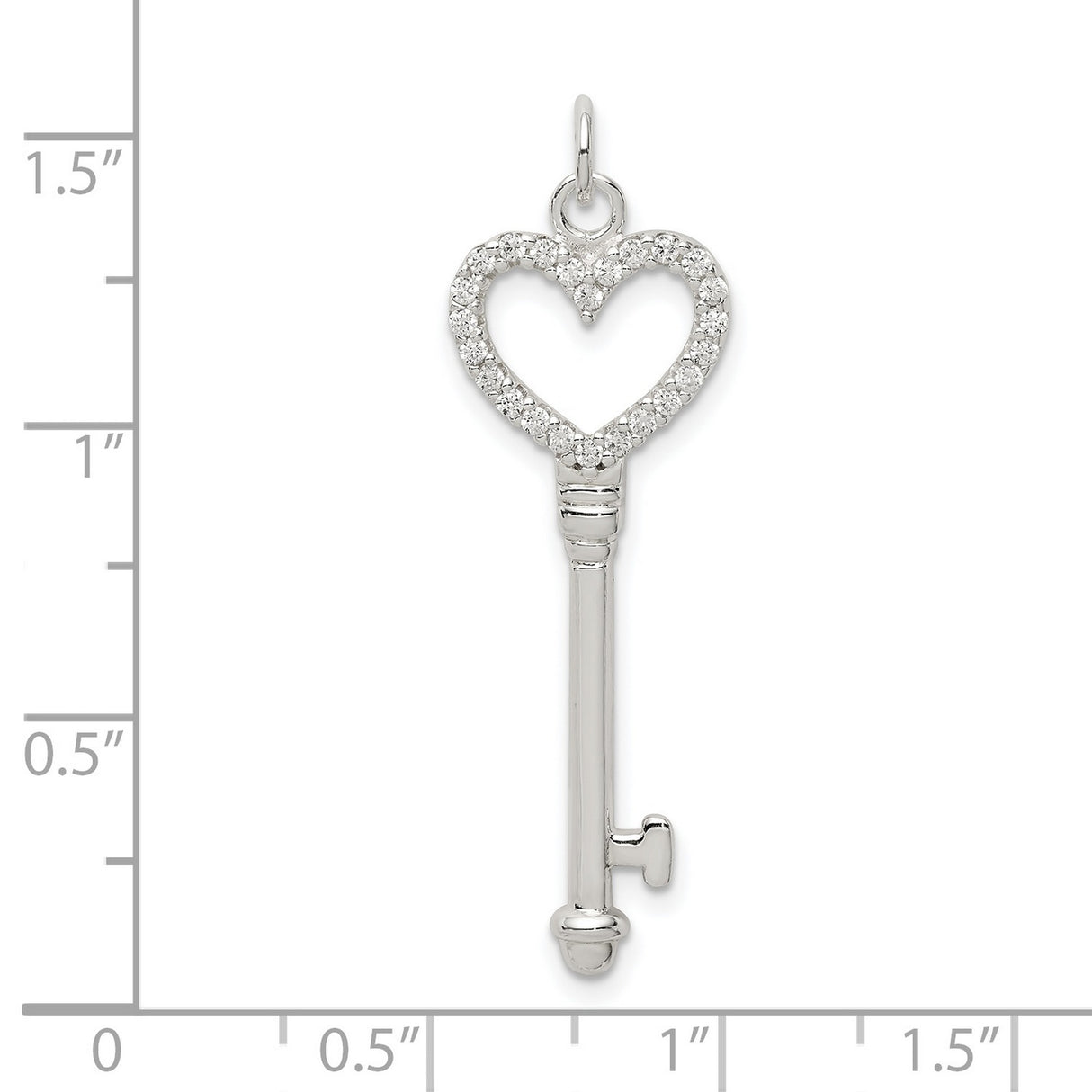 Sterling Silver Heart Key Pendant with Cubic Zirconia, Romantic Jewelry for Women