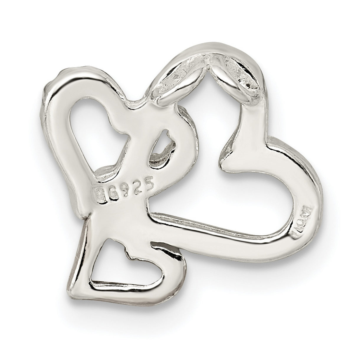 Sterling Silver Heart Pendant with Three Interlocking Hearts in Polished and Textured Finishes