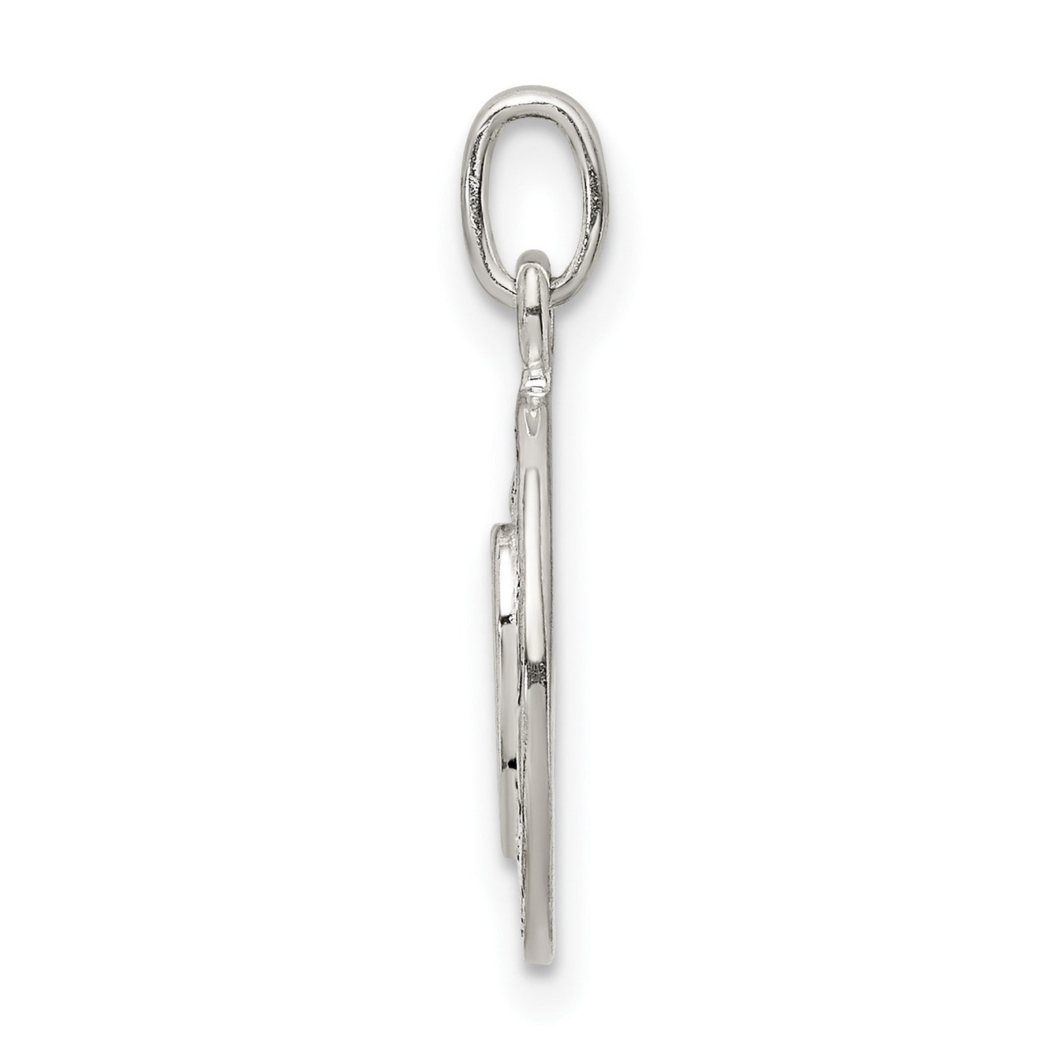 Sterling Silver Mom Pendant with Heart Cutout and Script Disc Charm