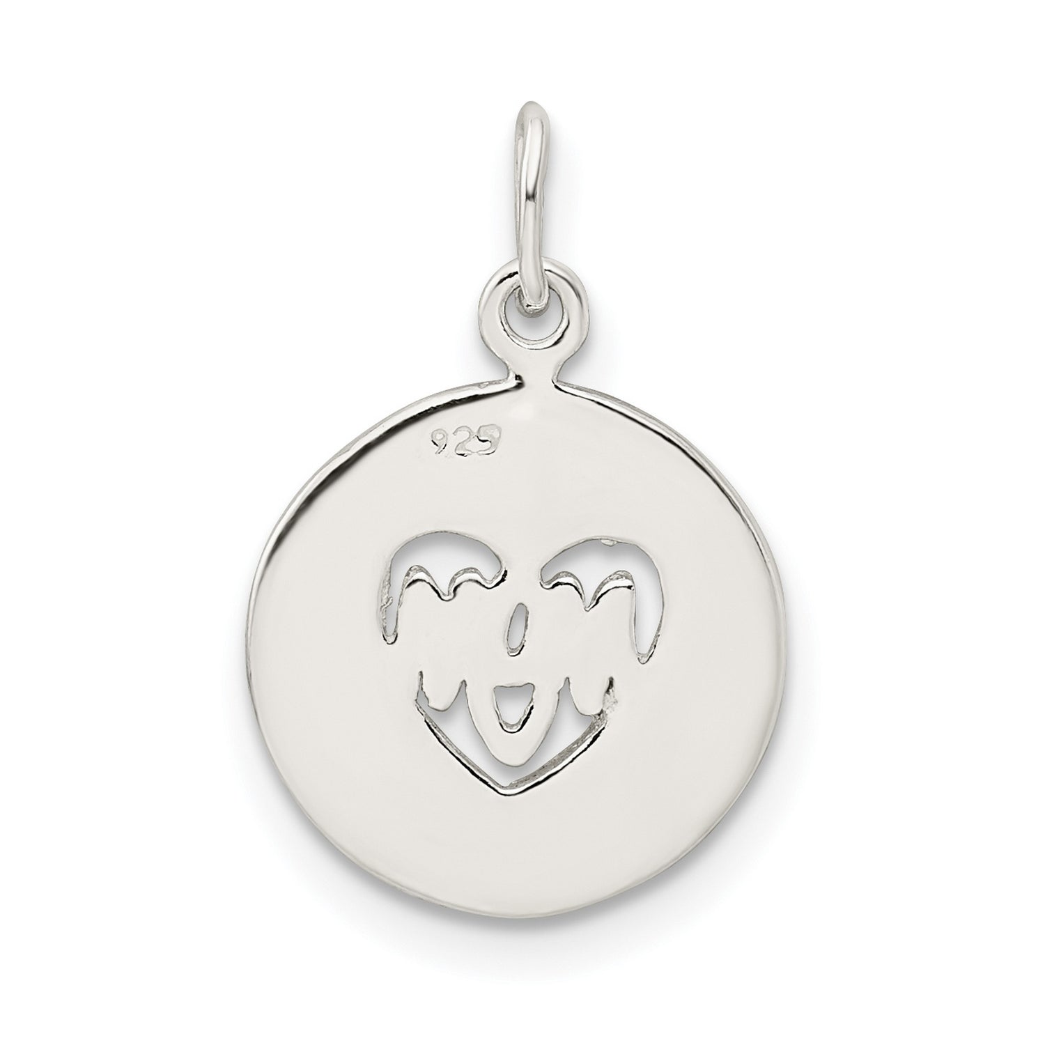 Sterling Silver Mom Pendant with Heart Cutout and Script Disc Charm