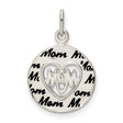 Sterling Silver Mom Pendant with Heart Cutout and Script Disc Charm