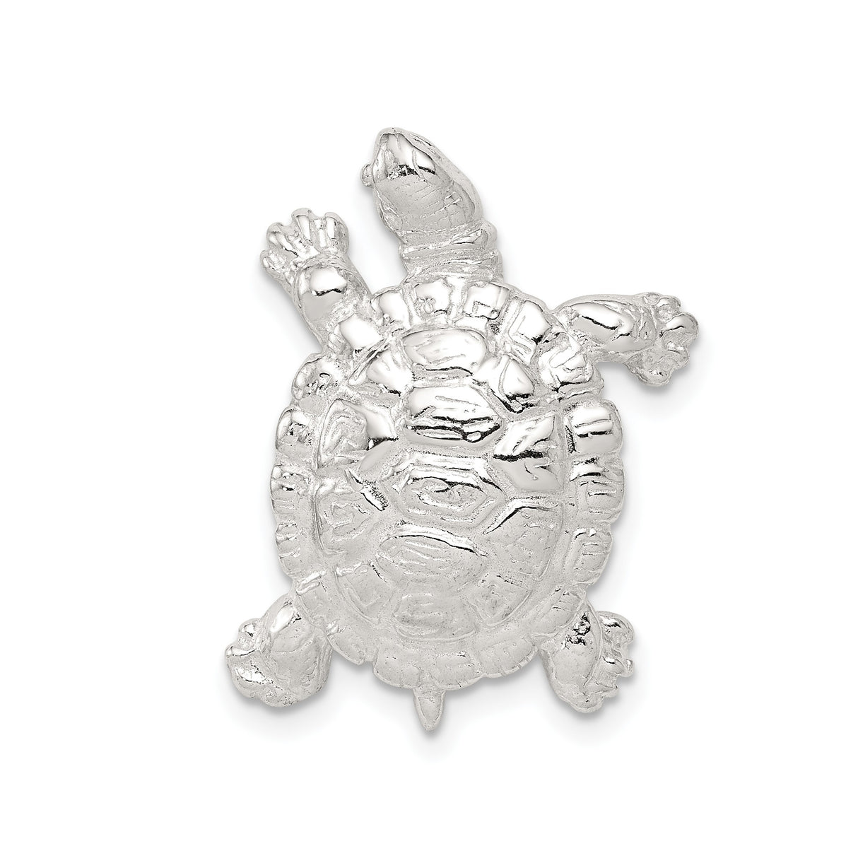 Sterling Silver Turtle Pendant, Detailed Tortoise Design, Ocean-Inspired Nature Jewelry