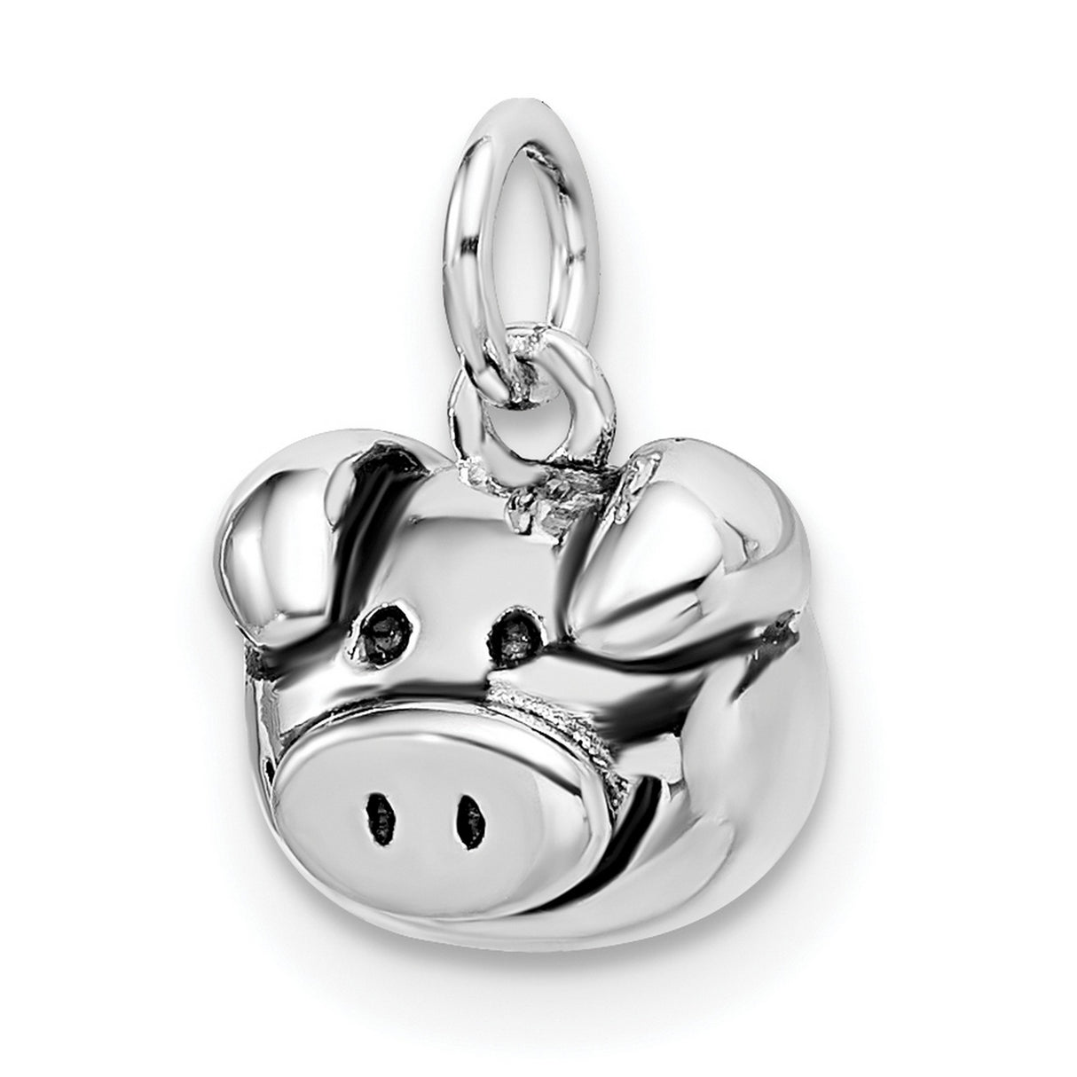 Sterling Silver Pig Face Pendant, Whimsical Animal Charm, Chinese Zodiac Symbol of Good Fortune