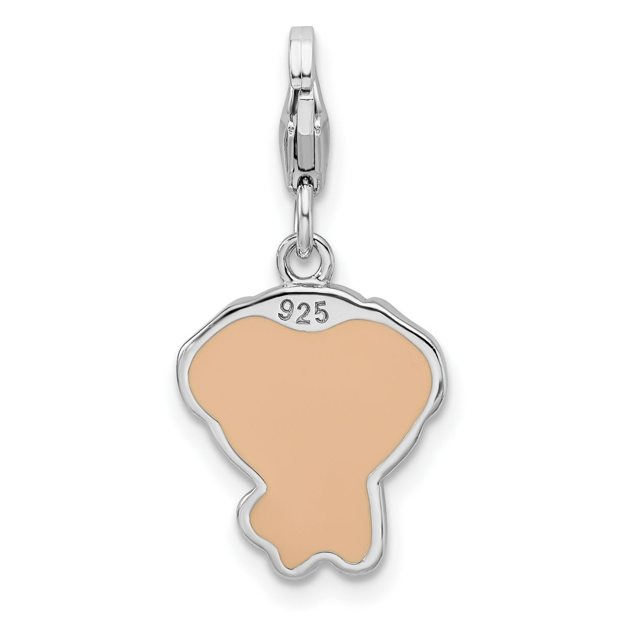 Sterling Silver Puppy Charm with Enamel, Cartoon Style Dog Holding Bone, Pet Lover Jewelry Piece