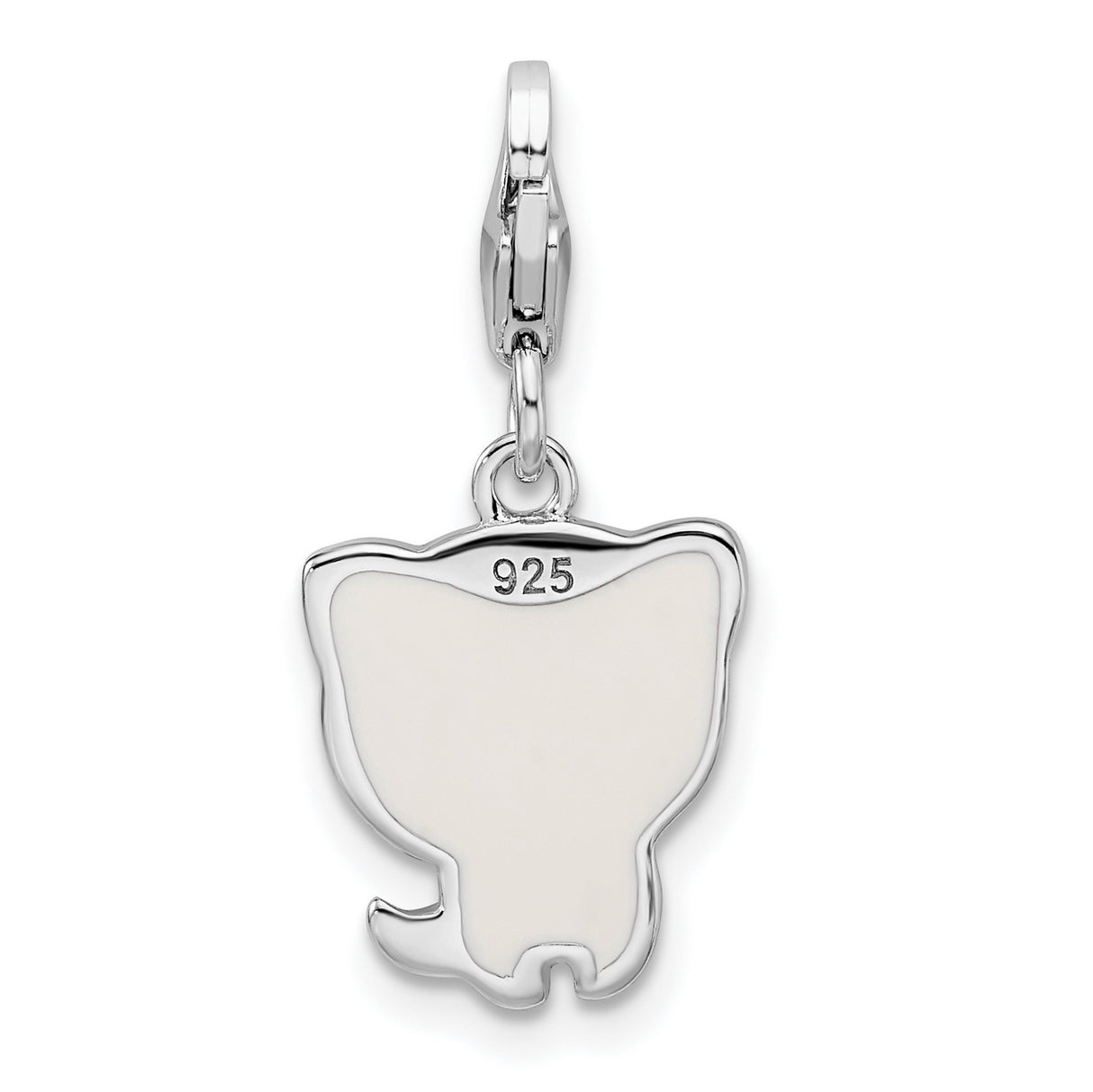 Sterling Silver Cat Charm with Enamel, Cartoon Kitten Pendant with Lobster Clasp