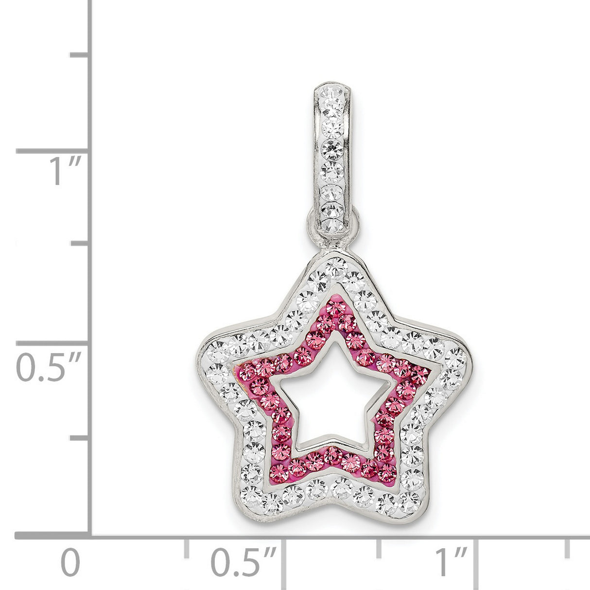 Sterling Silver Star Pendant with Pink and White Cubic Zirconia, Dual Layer Celestial Design