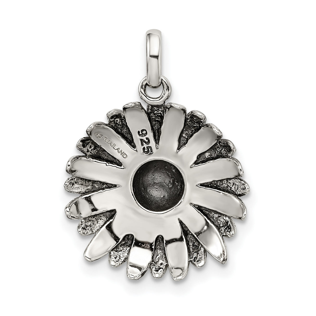 Sterling Silver Sunflower Pendant with Detailed Petals, Boho Floral Charm for Women