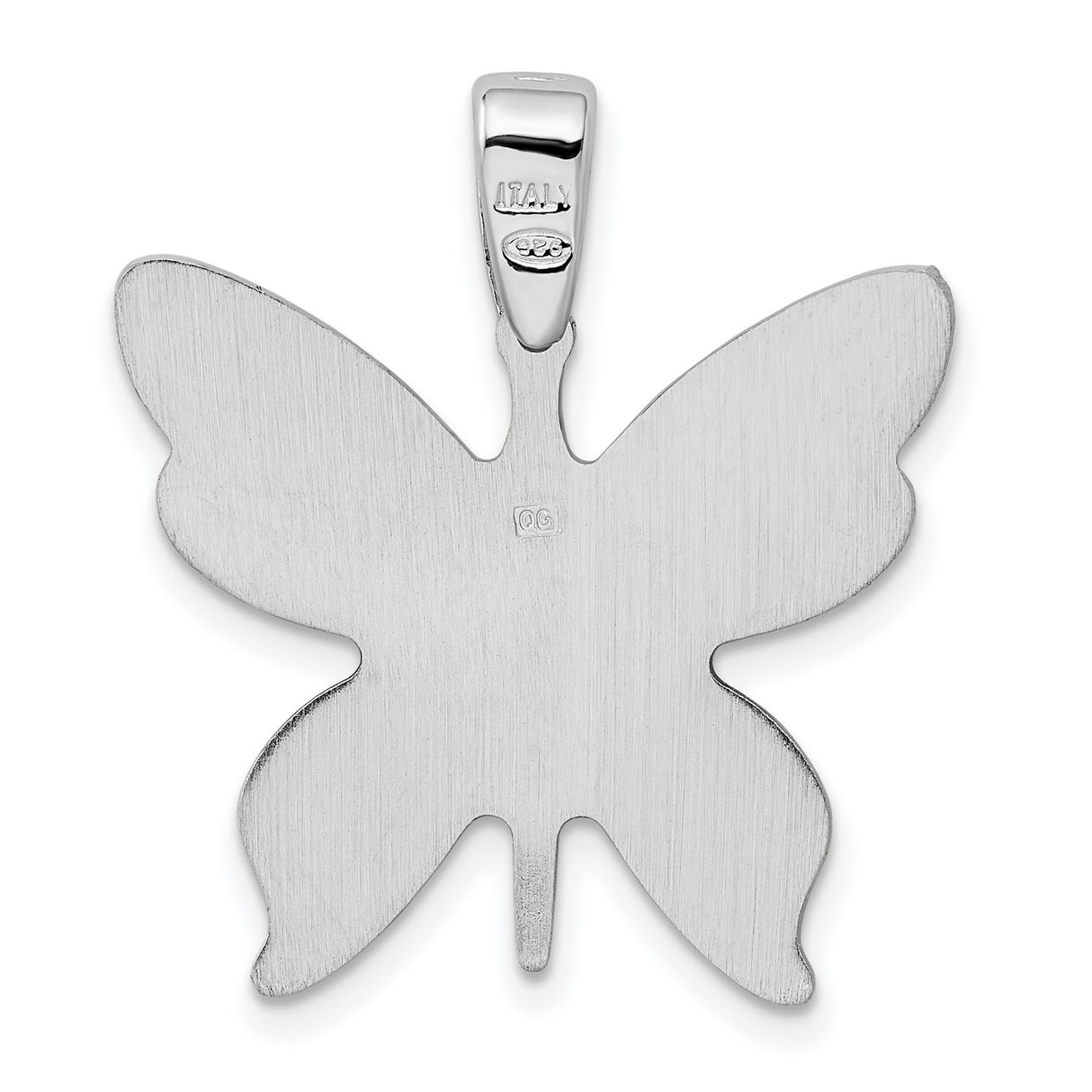 Sterling Silver Butterfly Pendant with Mosaic Wing Design and Scroll Detailing