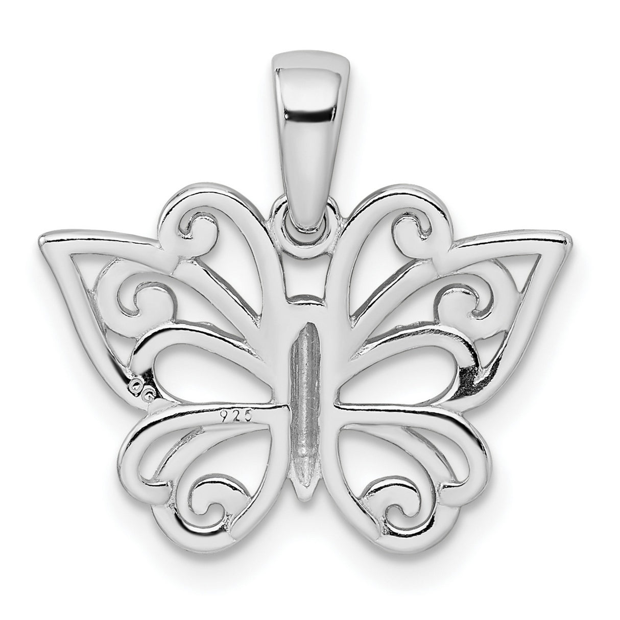 Sterling Silver Butterfly Pendant with Filigree Design and Textured Details for Women