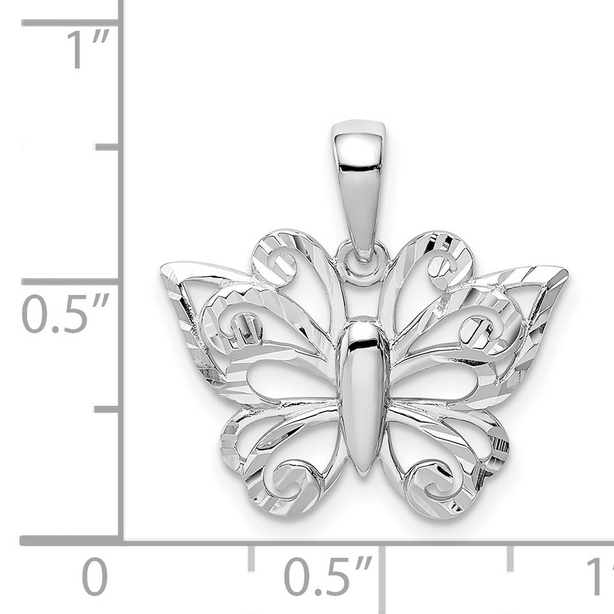Sterling Silver Butterfly Pendant with Filigree Design and Textured Details for Women