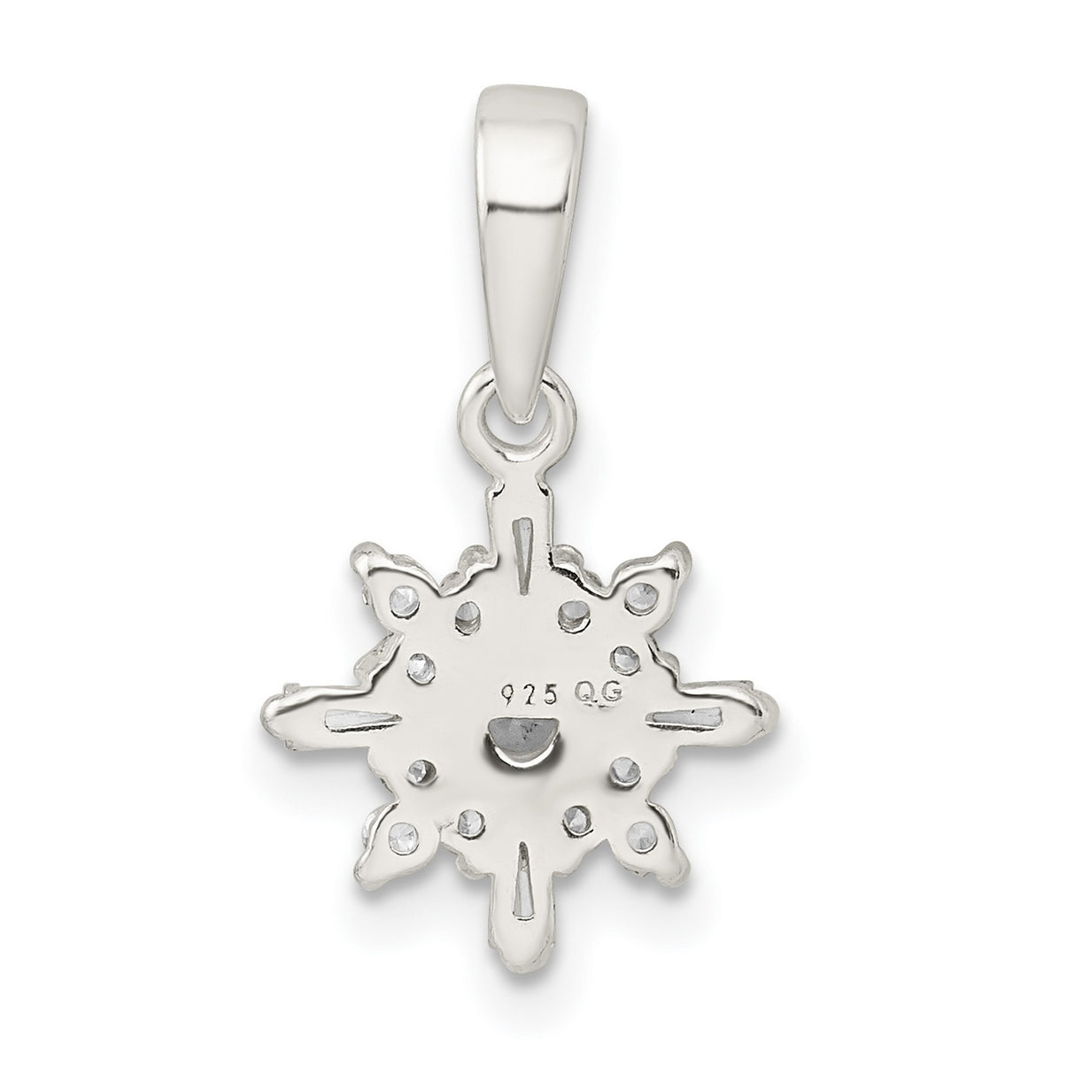 Sterling Silver Snowflake Pendant with Cubic Zirconia, Winter Holiday Charm for Women
