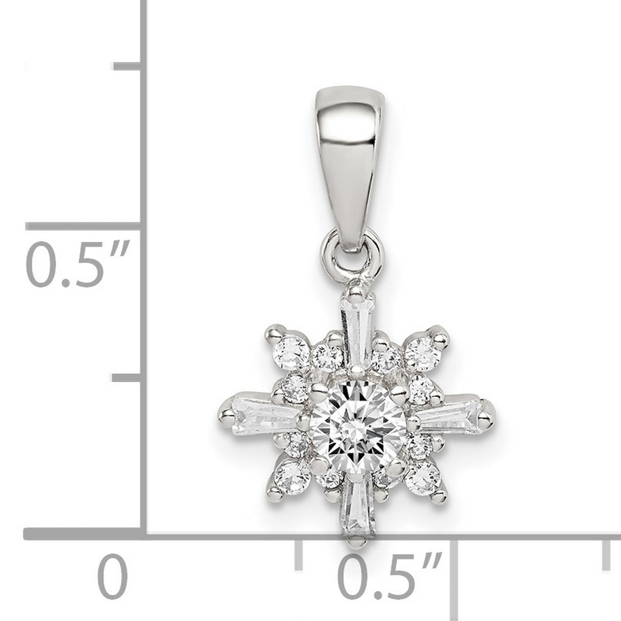 Sterling Silver Snowflake Pendant with Cubic Zirconia, Winter Holiday Charm for Women