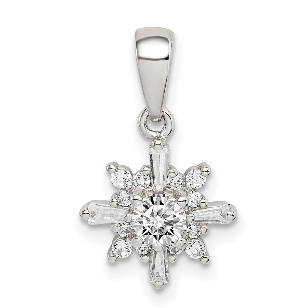 Sterling Silver Snowflake Pendant with Cubic Zirconia, Winter Holiday Charm for Women